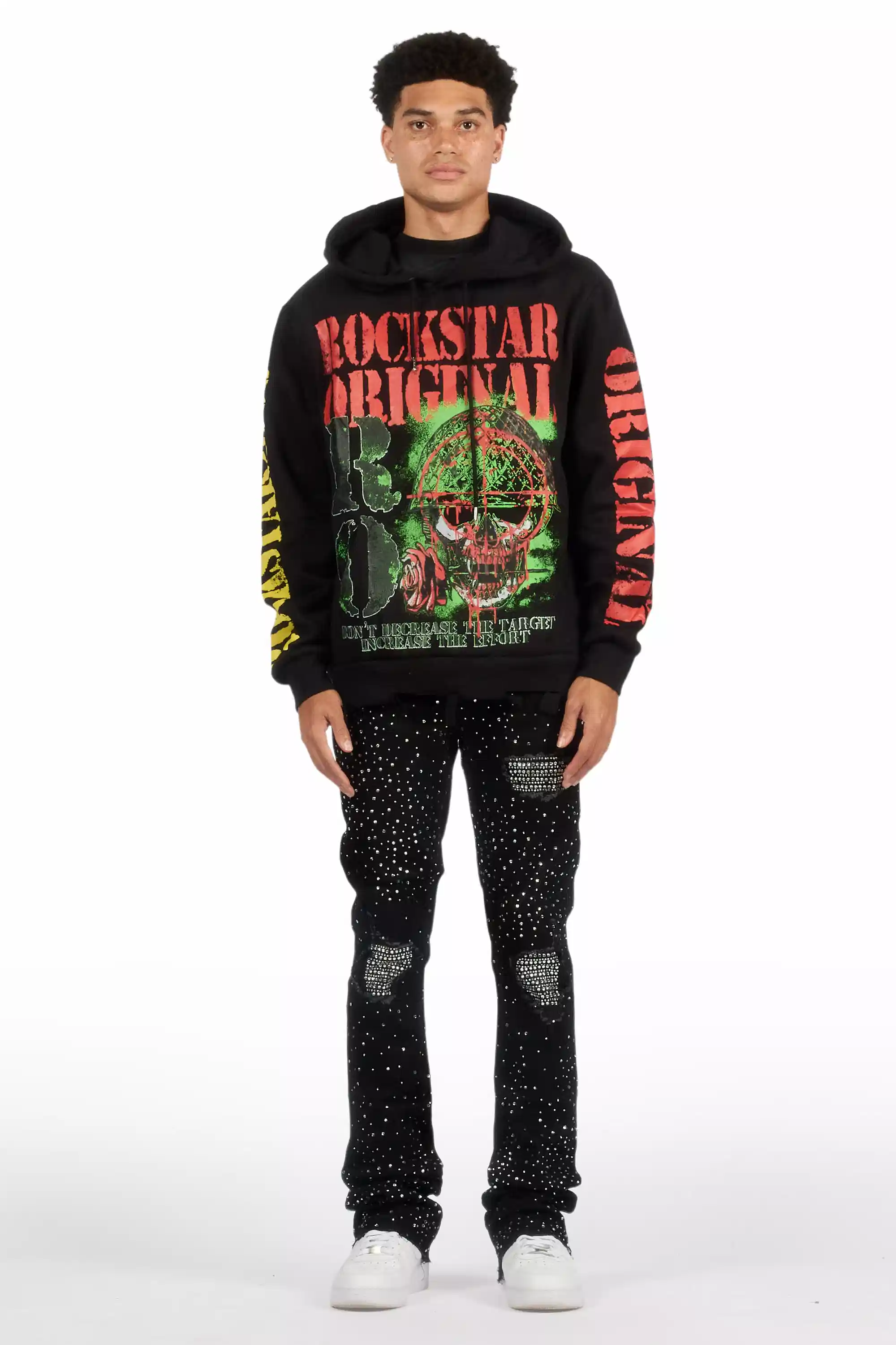 13099-prism-black-clear-rhinestone-stacked-flare-jean-3.webp Prism Black/Clear Rhinestone Stacked Flare Jean