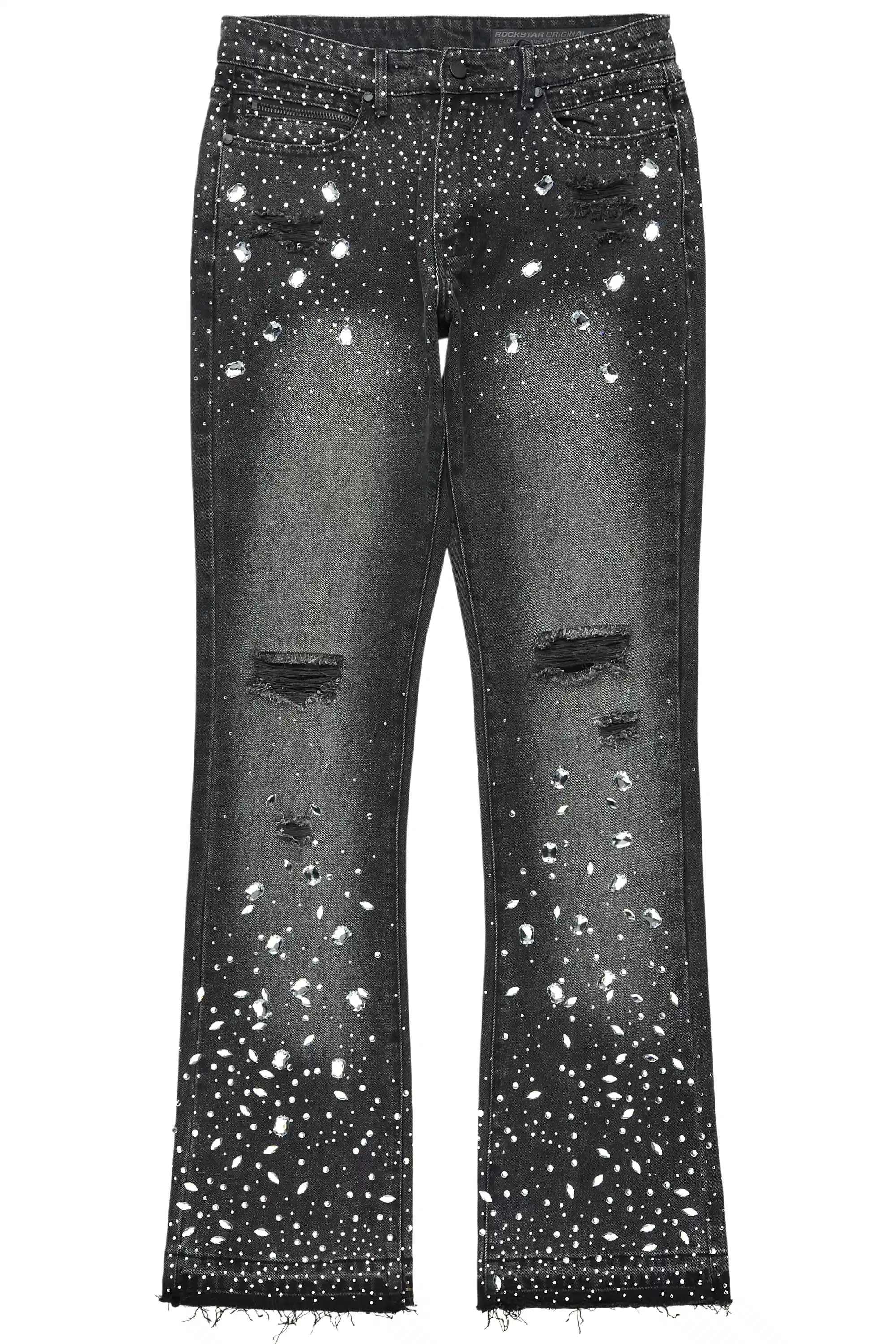 13110-glanz-dark-grey-rhinestone-stacked-flare-jean-2.webp Glanz Dark Grey Rhinestone Stacked Flare Jean