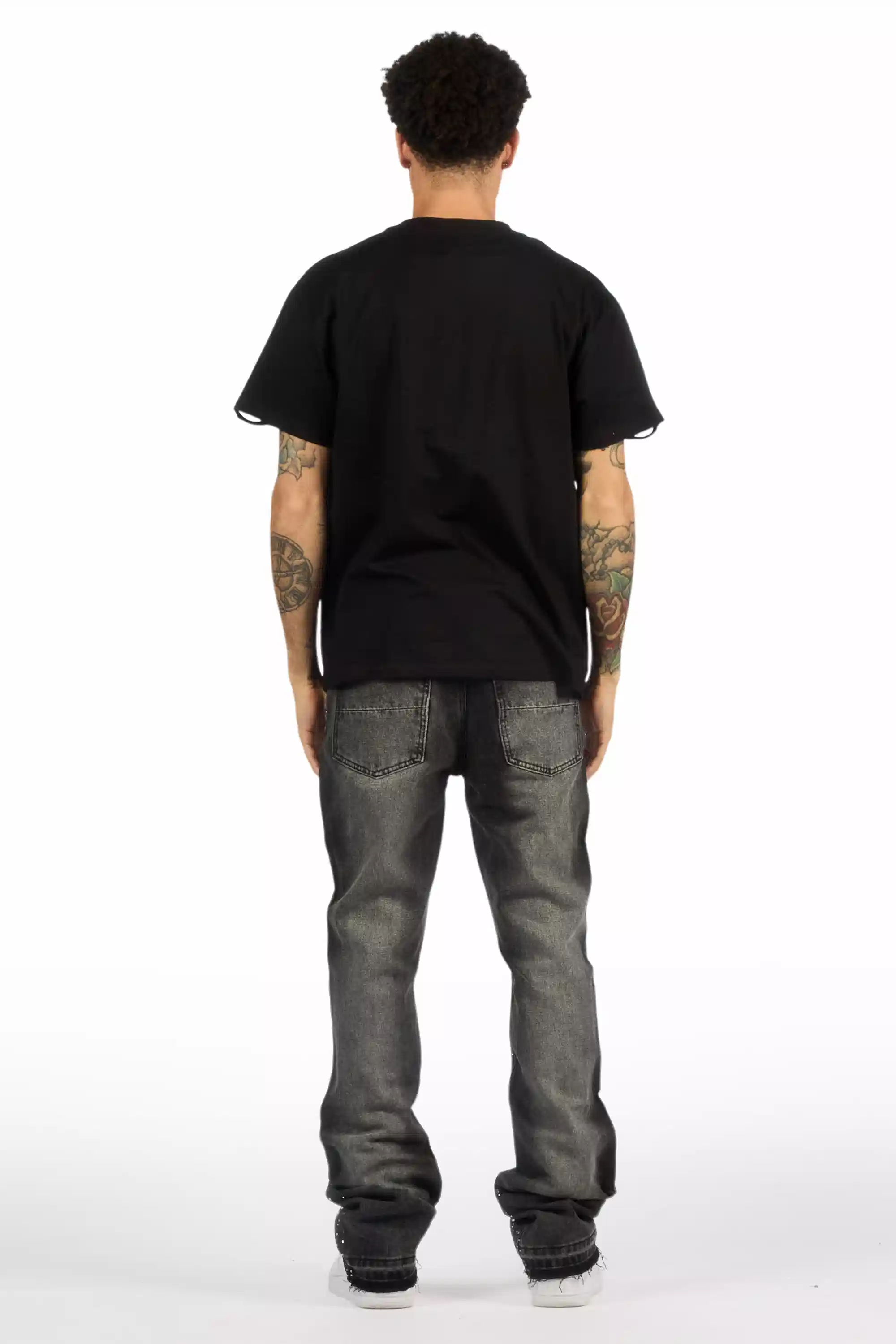 13110-glanz-dark-grey-rhinestone-stacked-flare-jean-5.webp Glanz Dark Grey Rhinestone Stacked Flare Jean