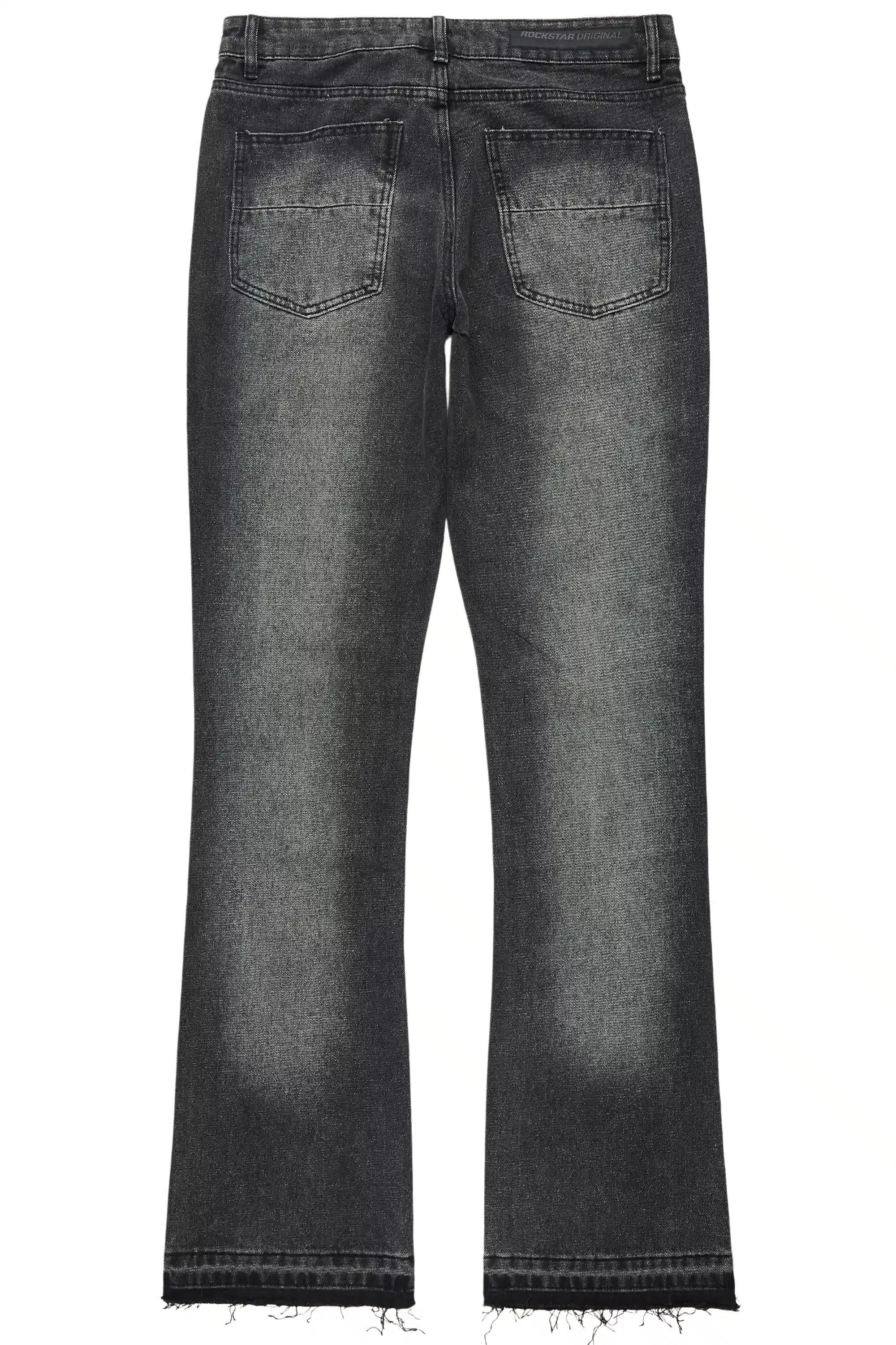 13110-glanz-dark-grey-rhinestone-stacked-flare-jean-8.webp Glanz Dark Grey Rhinestone Stacked Flare Jean