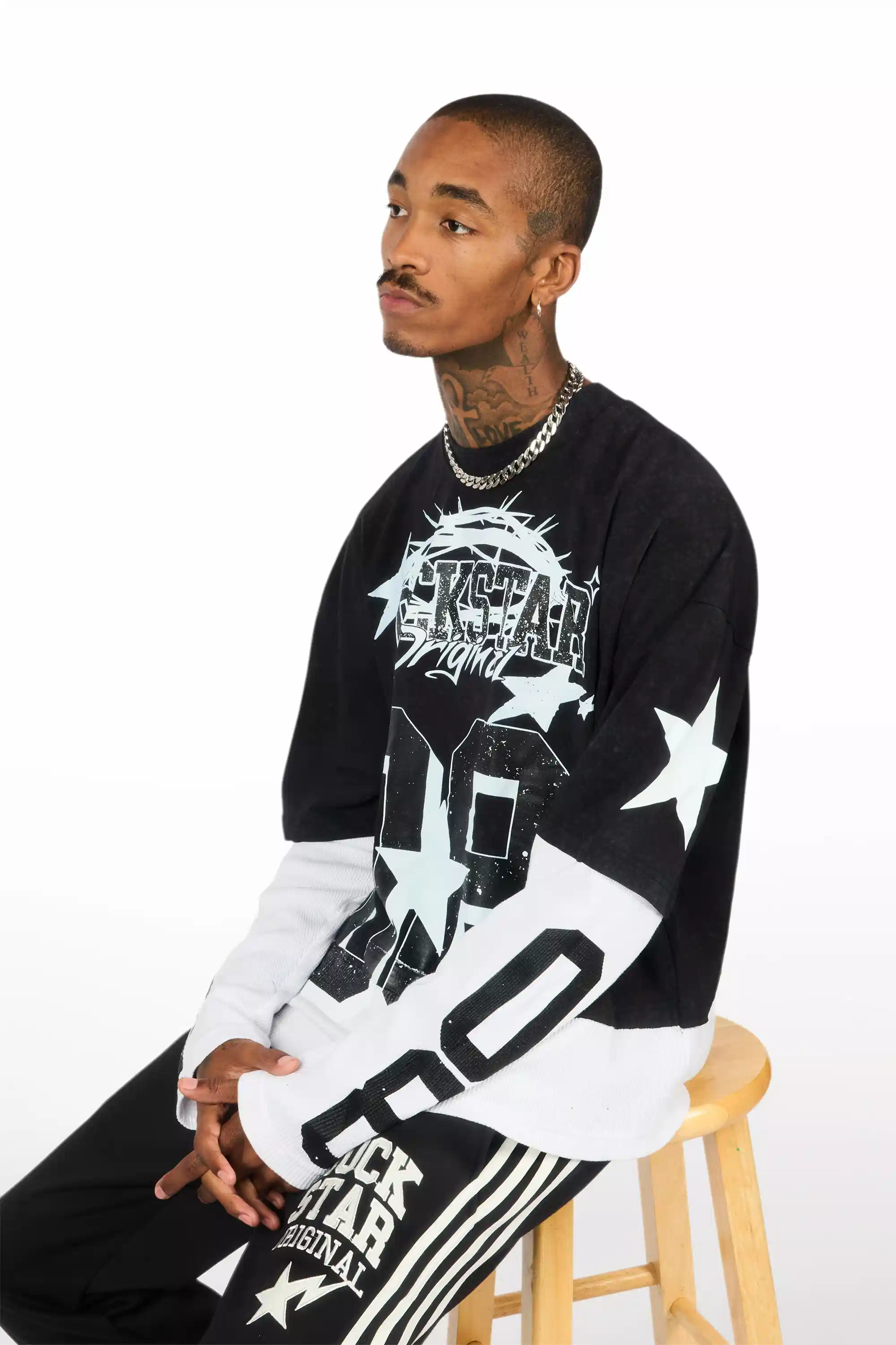 Gerrit Black Fleece Stacked Baggy Track Pant
