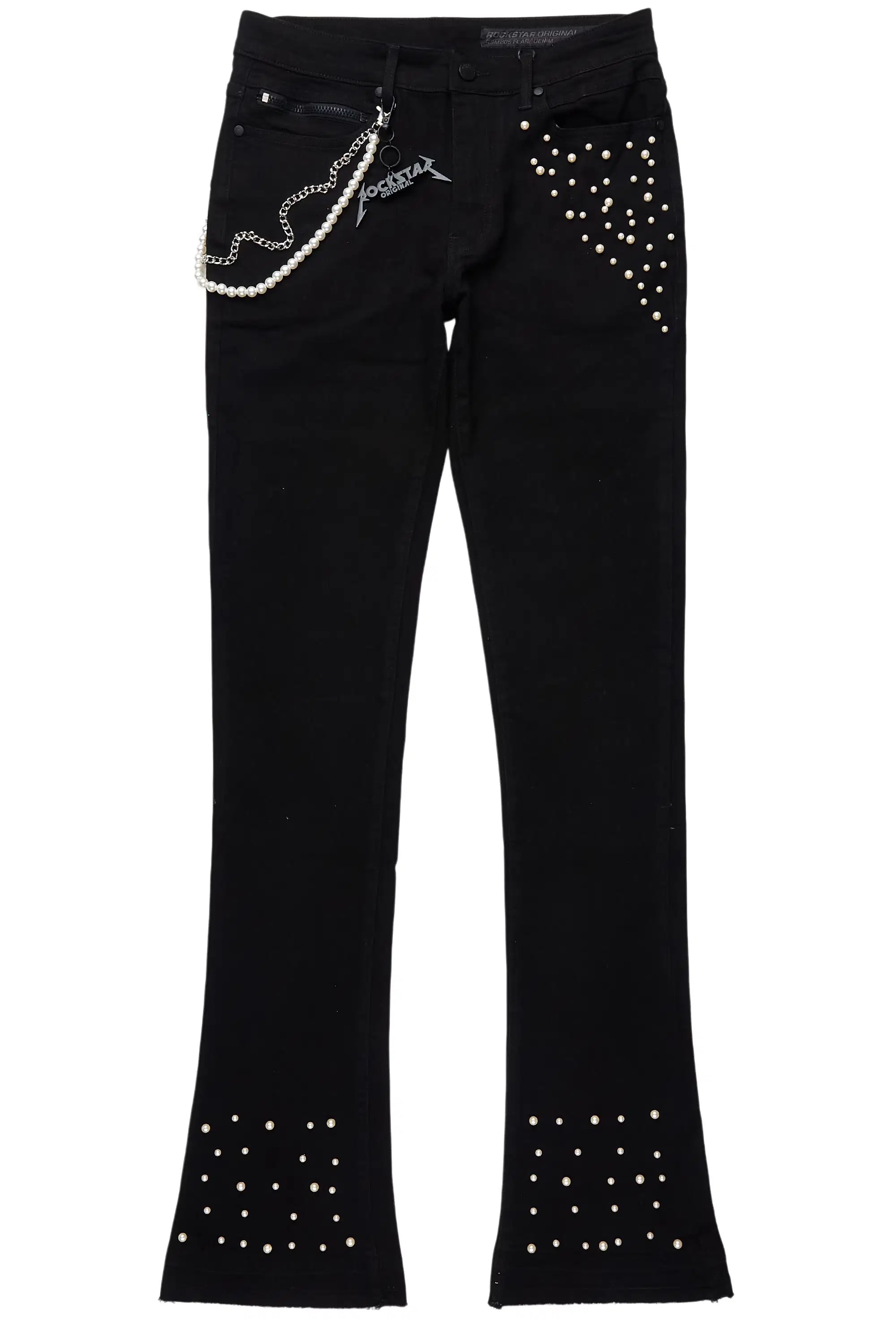 Zayvon Jet Black Stacked Flare Jean
