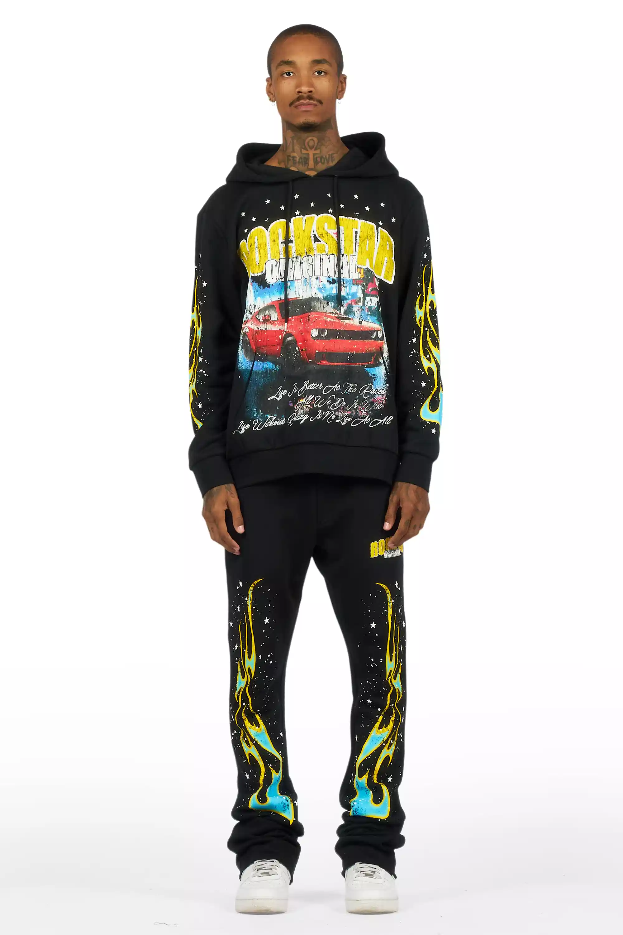 Tokyo Car Black Hoodie Stacked Track Set