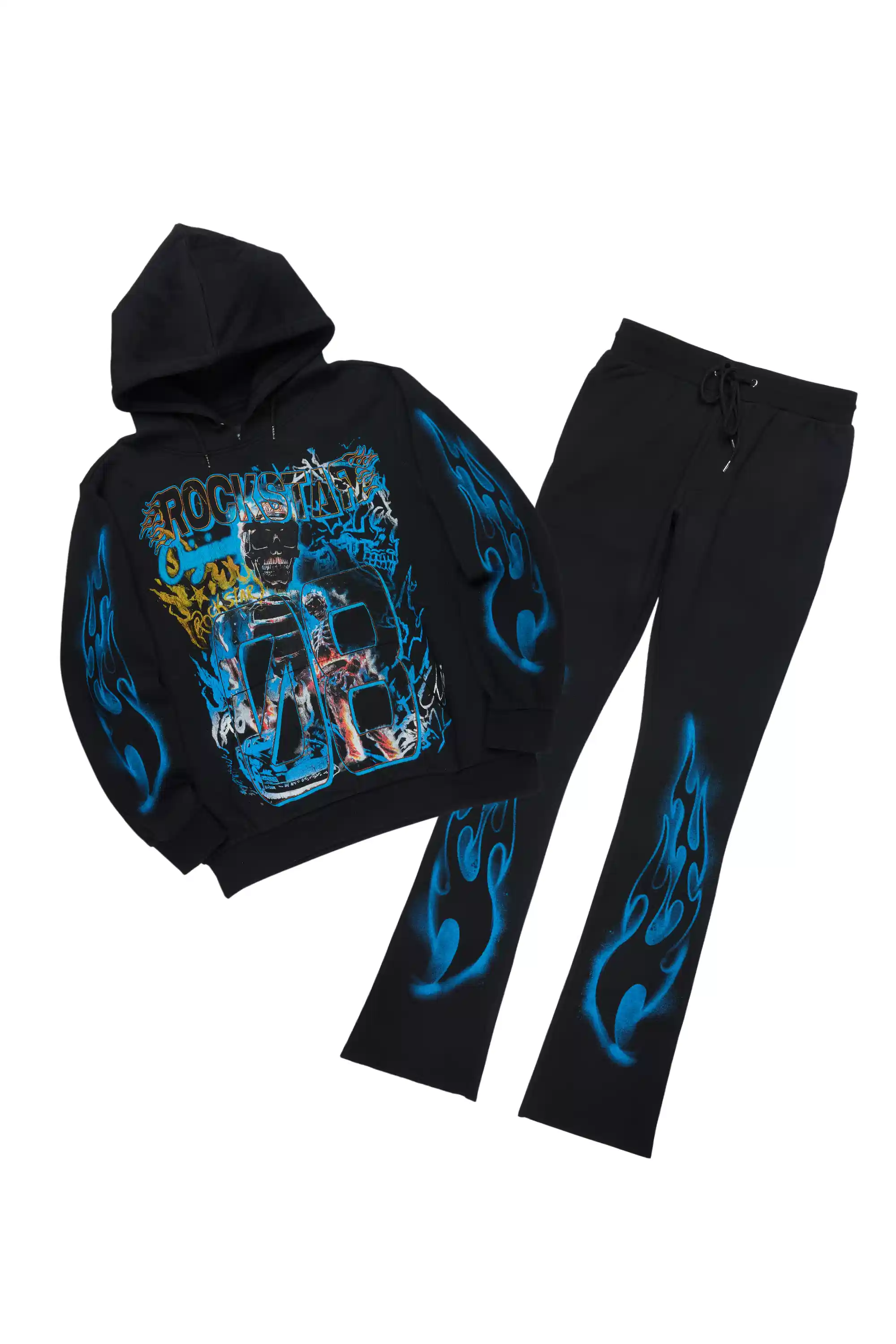 Eros Black Hoodie/Stacked Pant Track Set