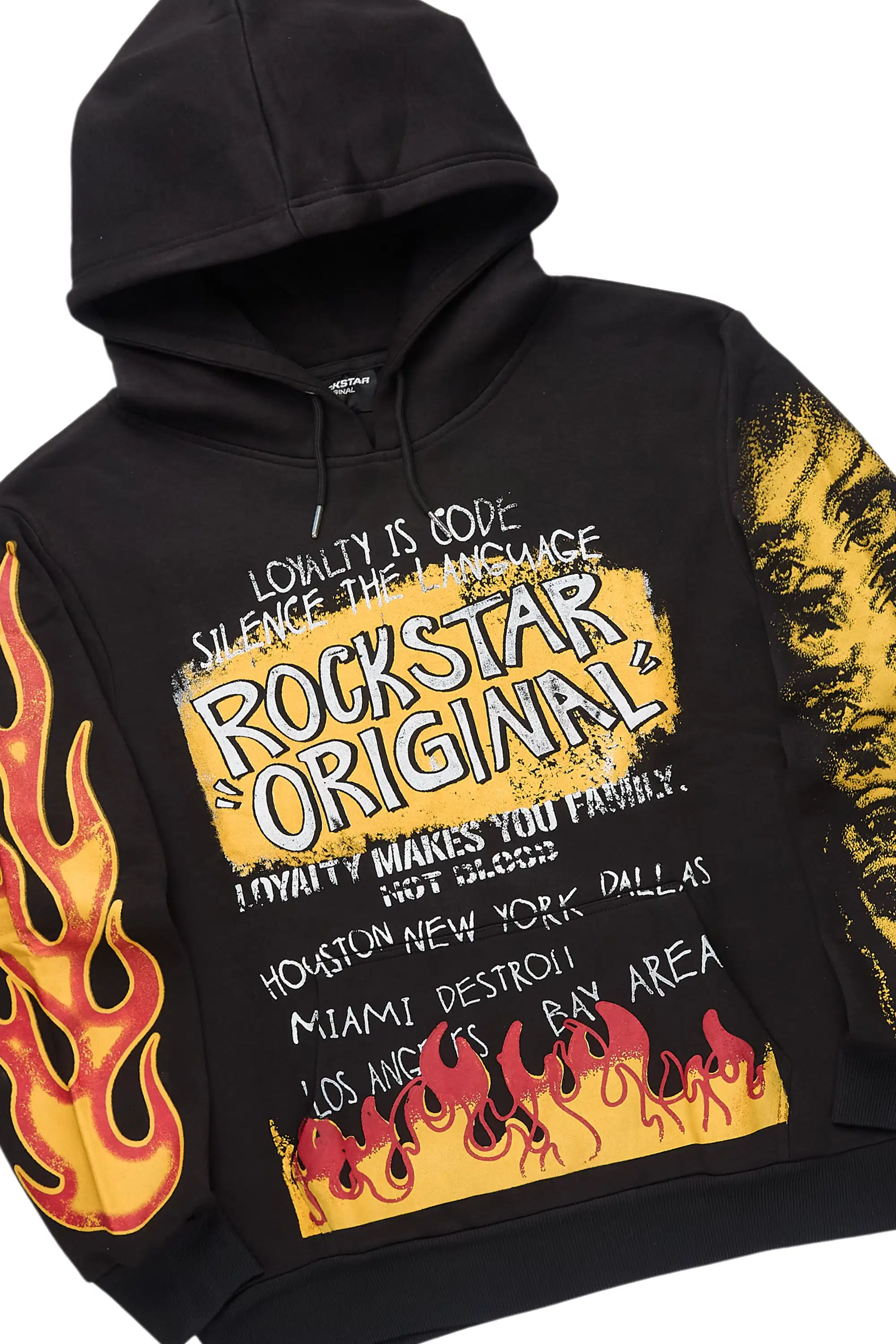 Beno Black Stacked Flare Hoodie Track Set