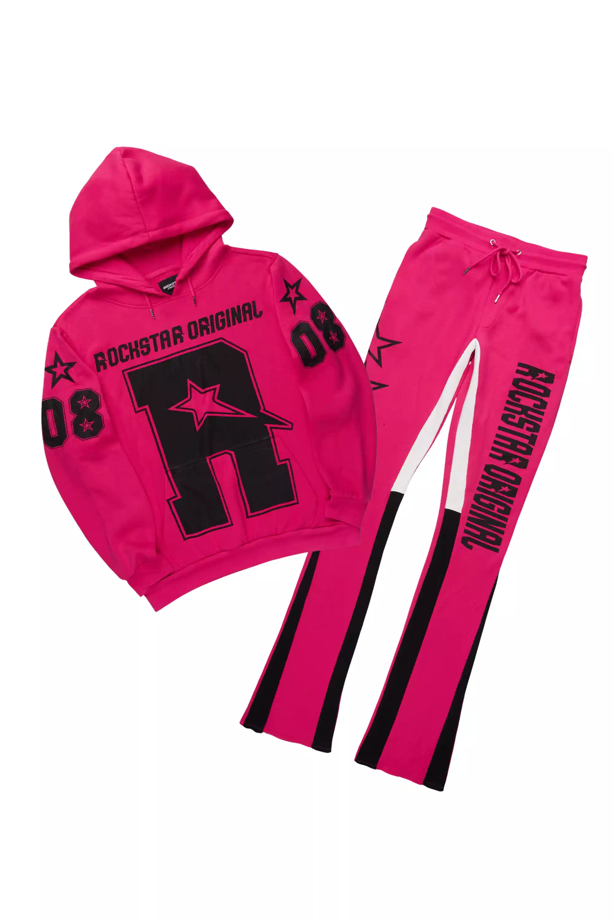 Skender Fuchsia/Black Hoodie/Stacked Flare Track Set