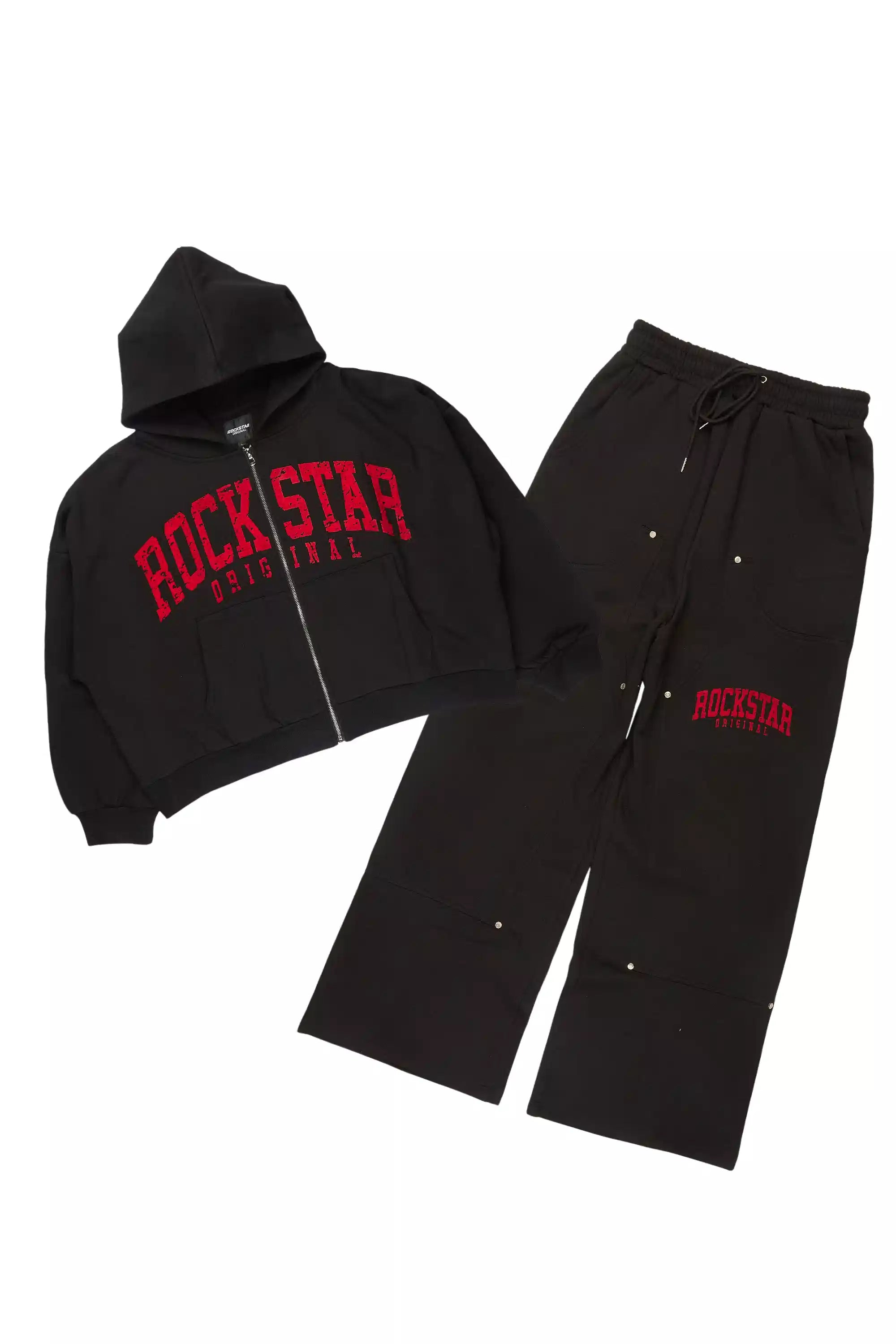 Warrior Black Hoodie Baggy Fit Pant Track Set