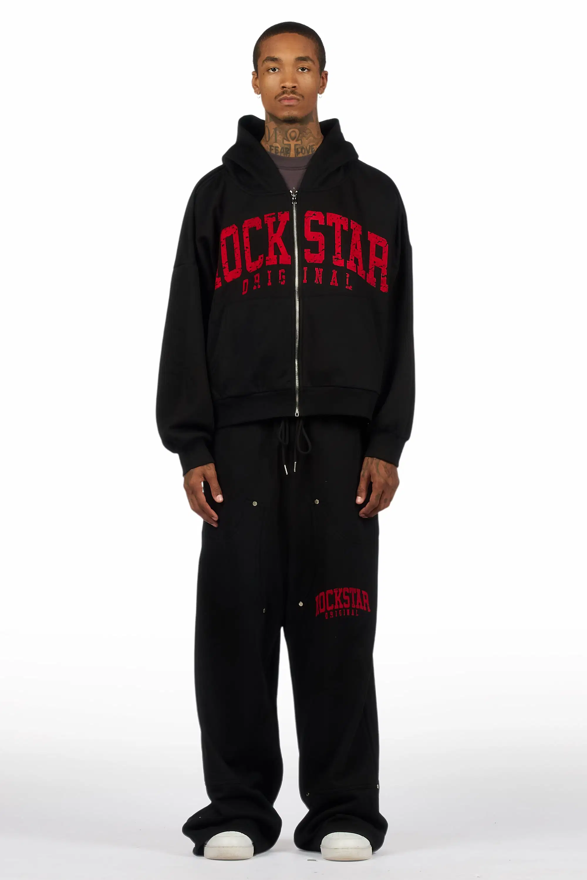 Warrior Black Hoodie Baggy Fit Pant Track Set