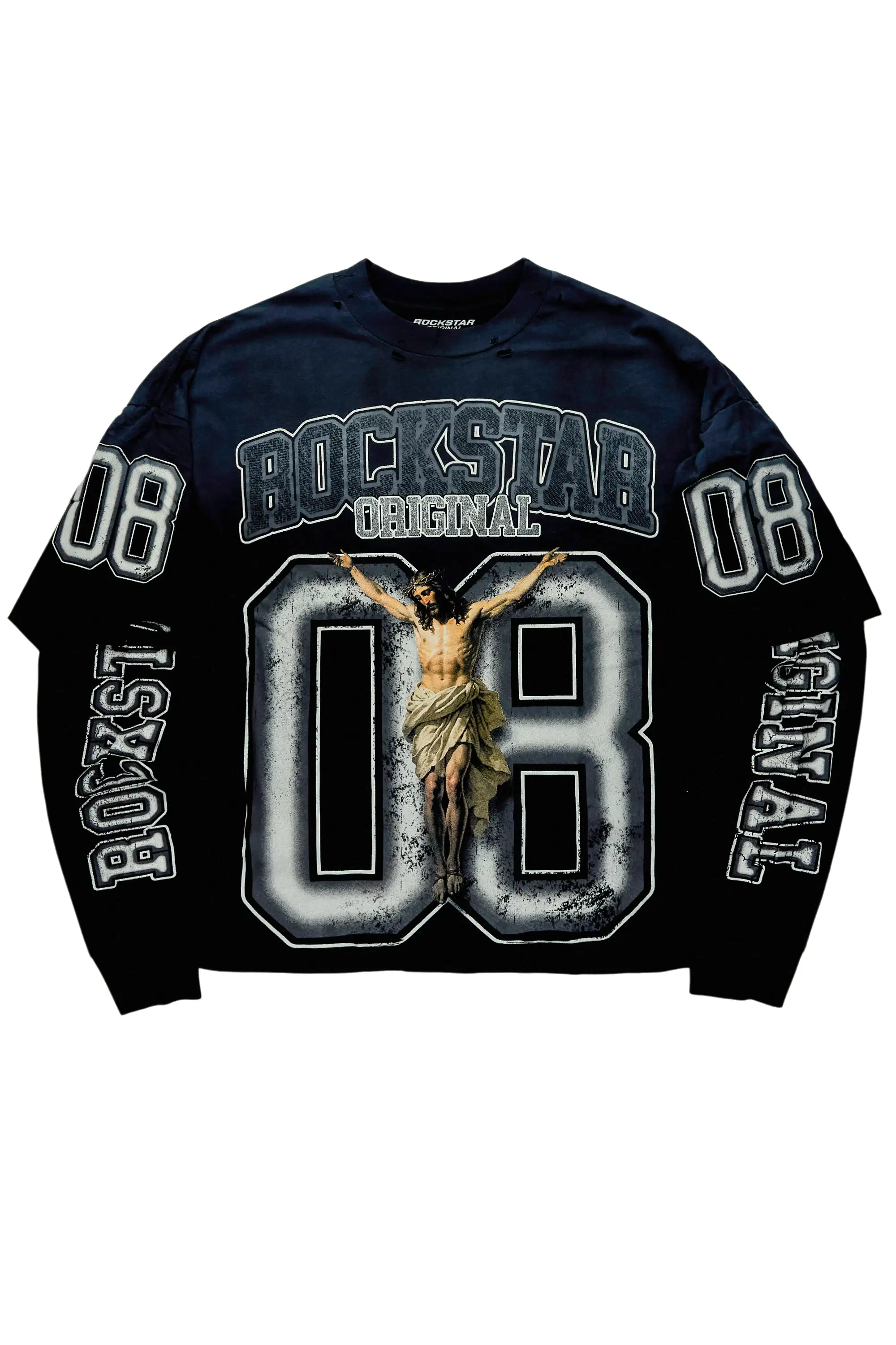 Fields Black/Grey Double Layer Long Sleeve Graphic T-Shirt