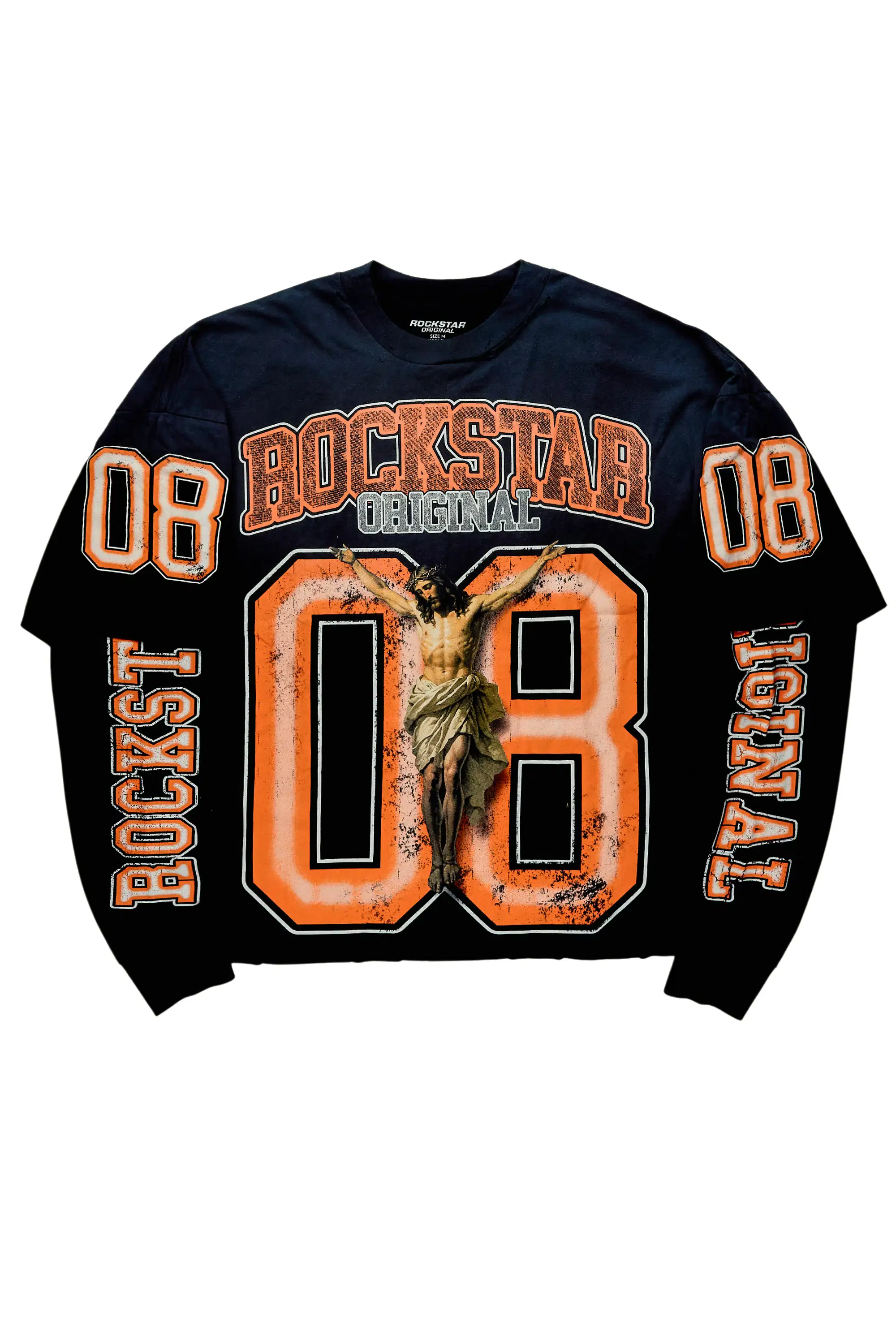 Fields Black/Orange Double Layer Long Sleeve Graphic T-Shirt