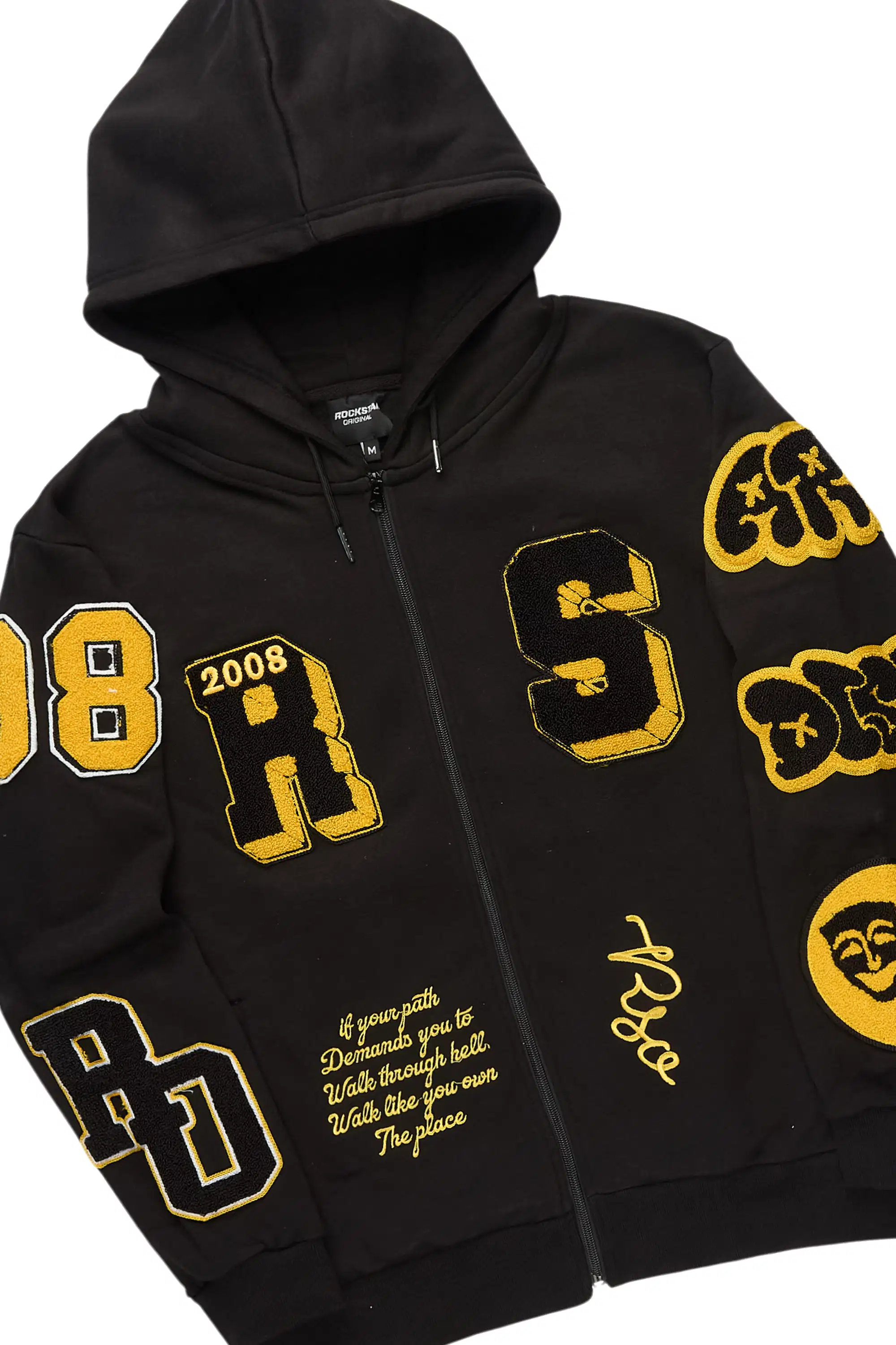Leslaw Black Stacked Flare Hoodie Track Set