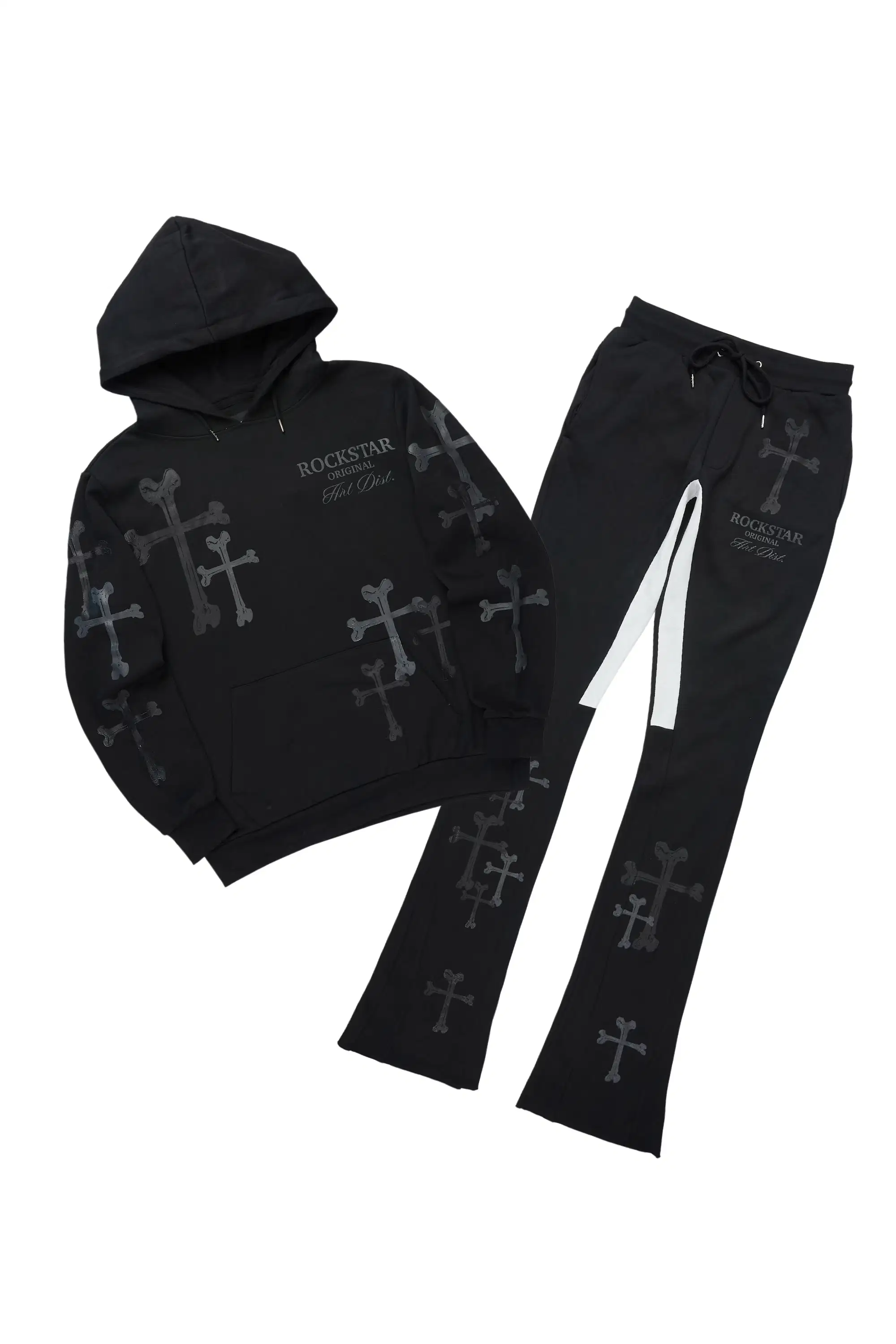Olivier Black Hoodie/Stacked Flare Track Set