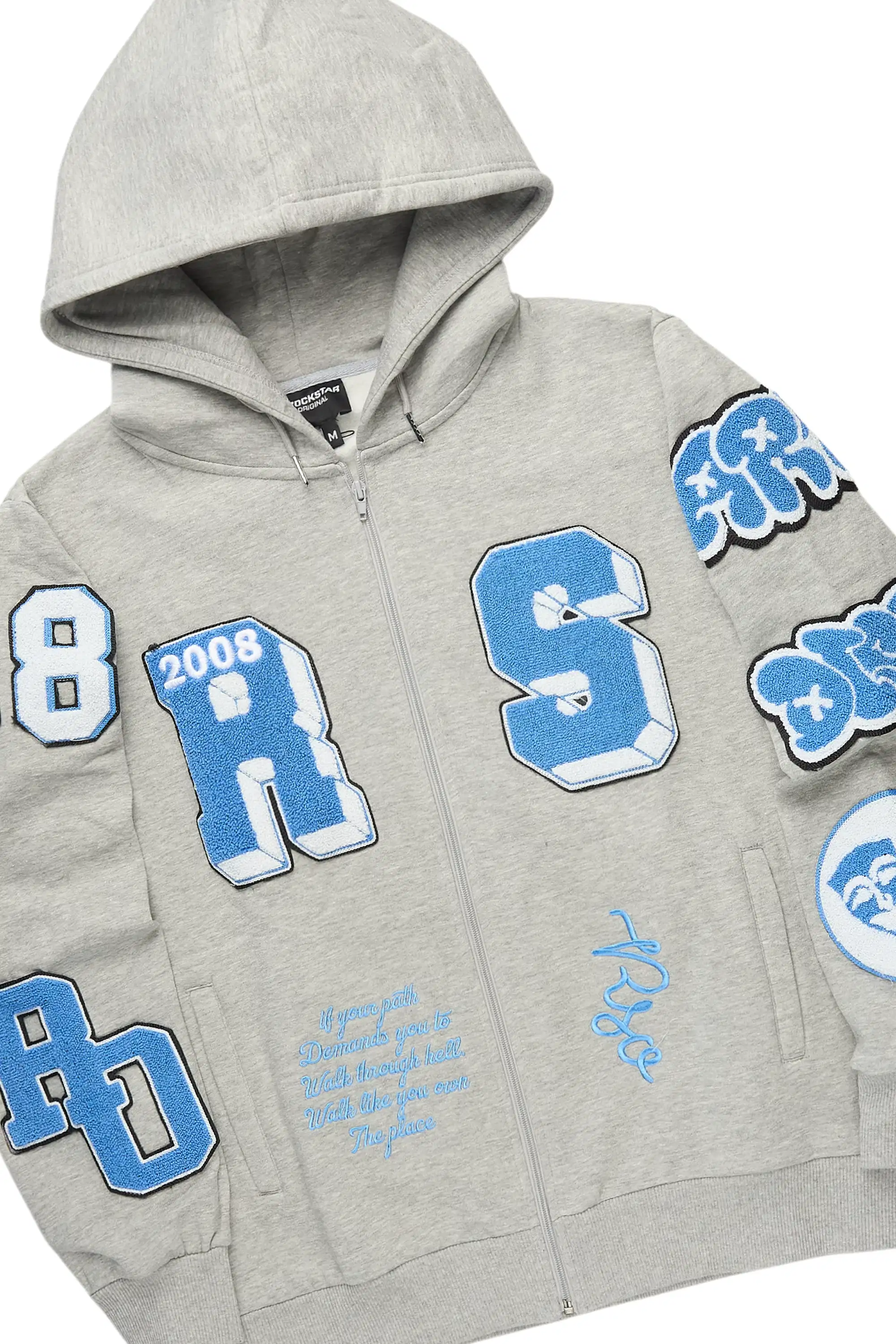 Leslaw Heather Grey Stacked Flare Hoodie Track Set