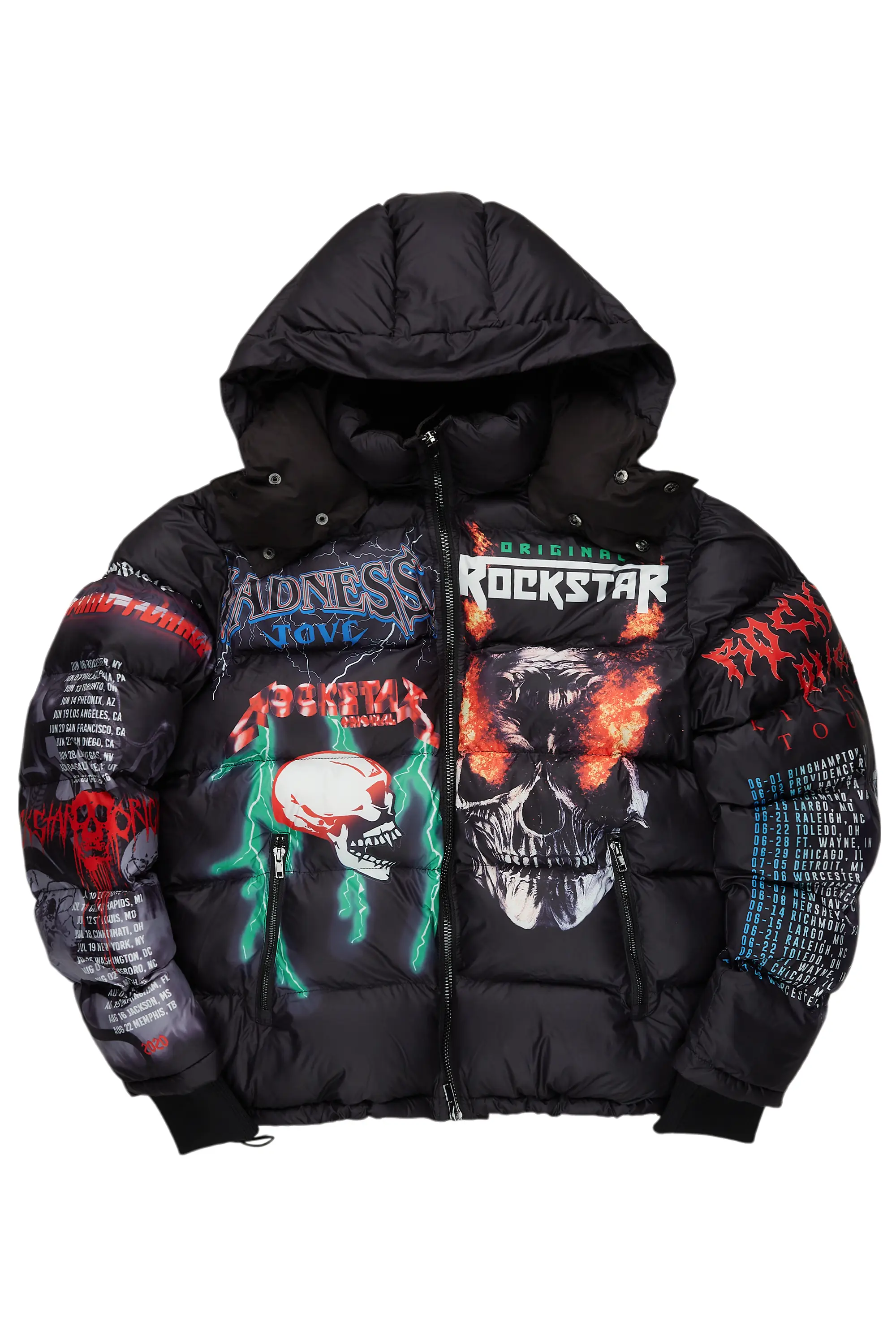 Nash Black Graphic Print Puffer Jacket
