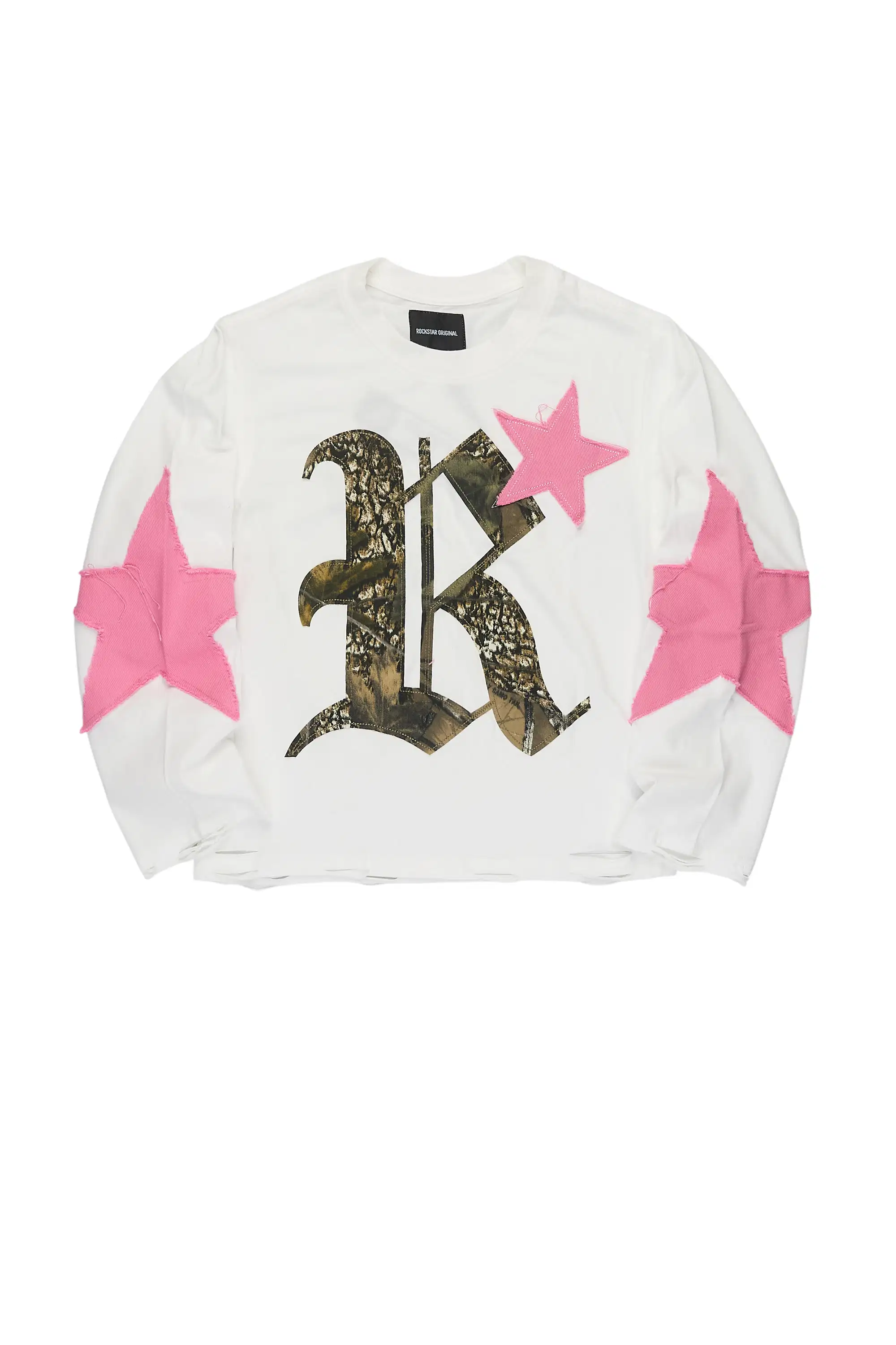 Girls Delgera White/Pink L/S T-Shirt