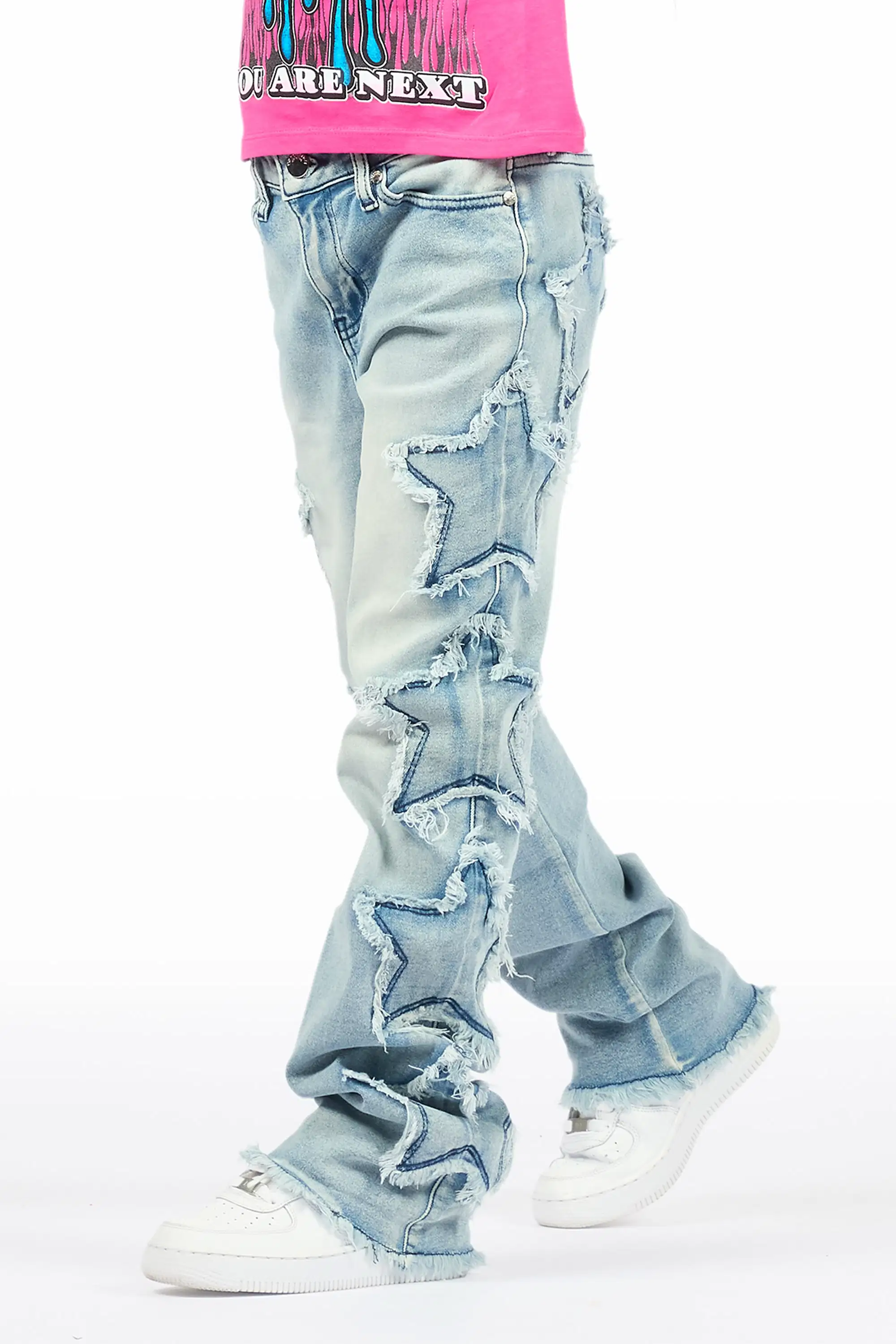 Girls Sinayah Light Wash Stacked Flare Jean