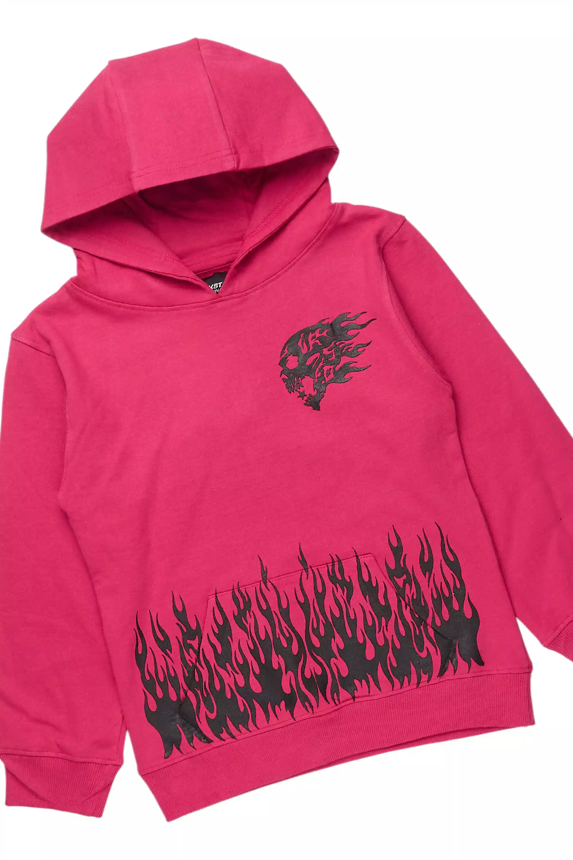 Girls Bubble Fuchsia/Black Hoodie Stacked Flare Track Set