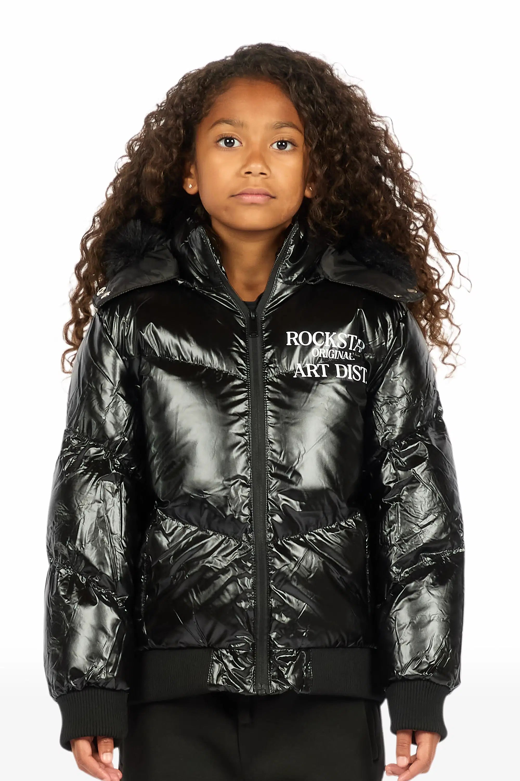 Girls Destina Black Puffer Jacket