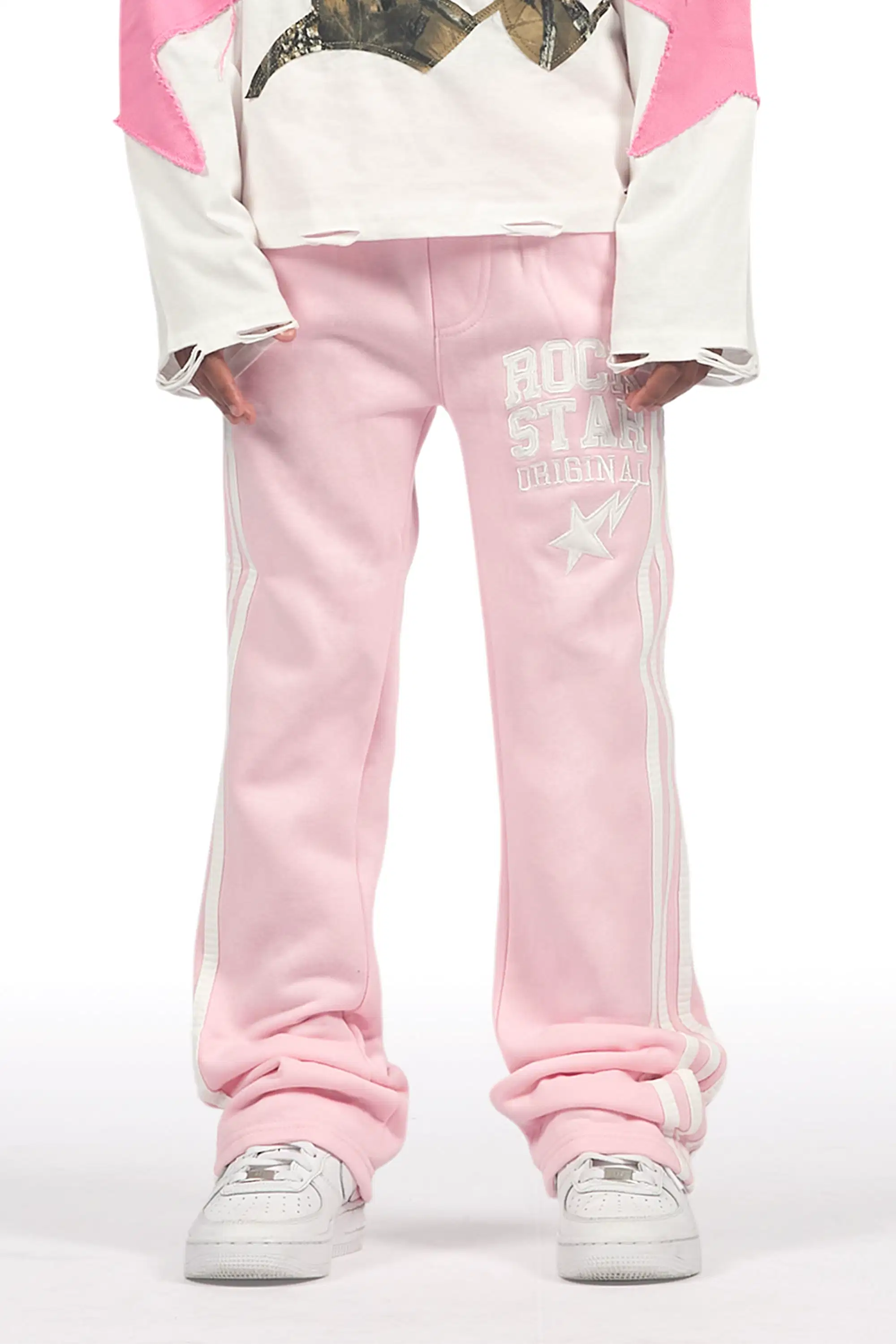 Girls Gerrit Pink Stacked Baggy Track Pant
