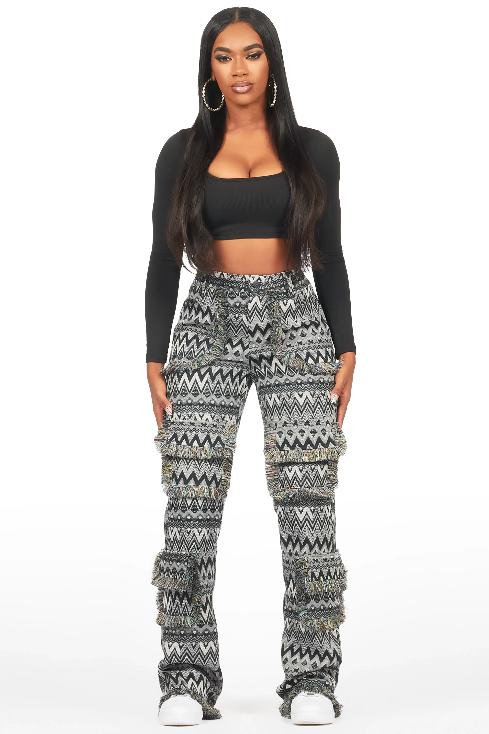 14153-mikaia-black-tapestry-stacked-pant-3.webp Mikaia Black Tapestry Stacked Pant