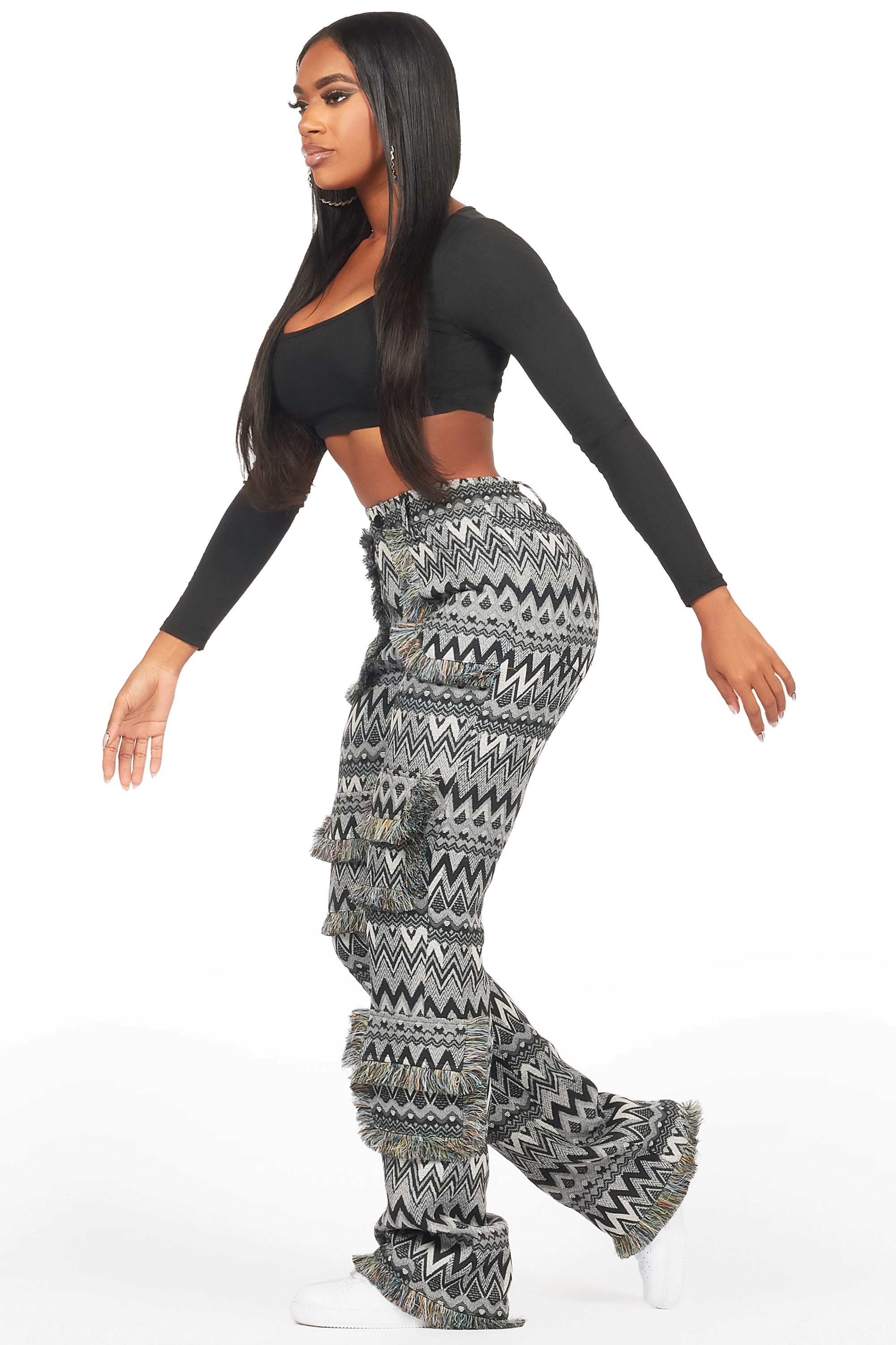 14153-mikaia-black-tapestry-stacked-pant-4.jpg Mikaia Black Tapestry Stacked Pant