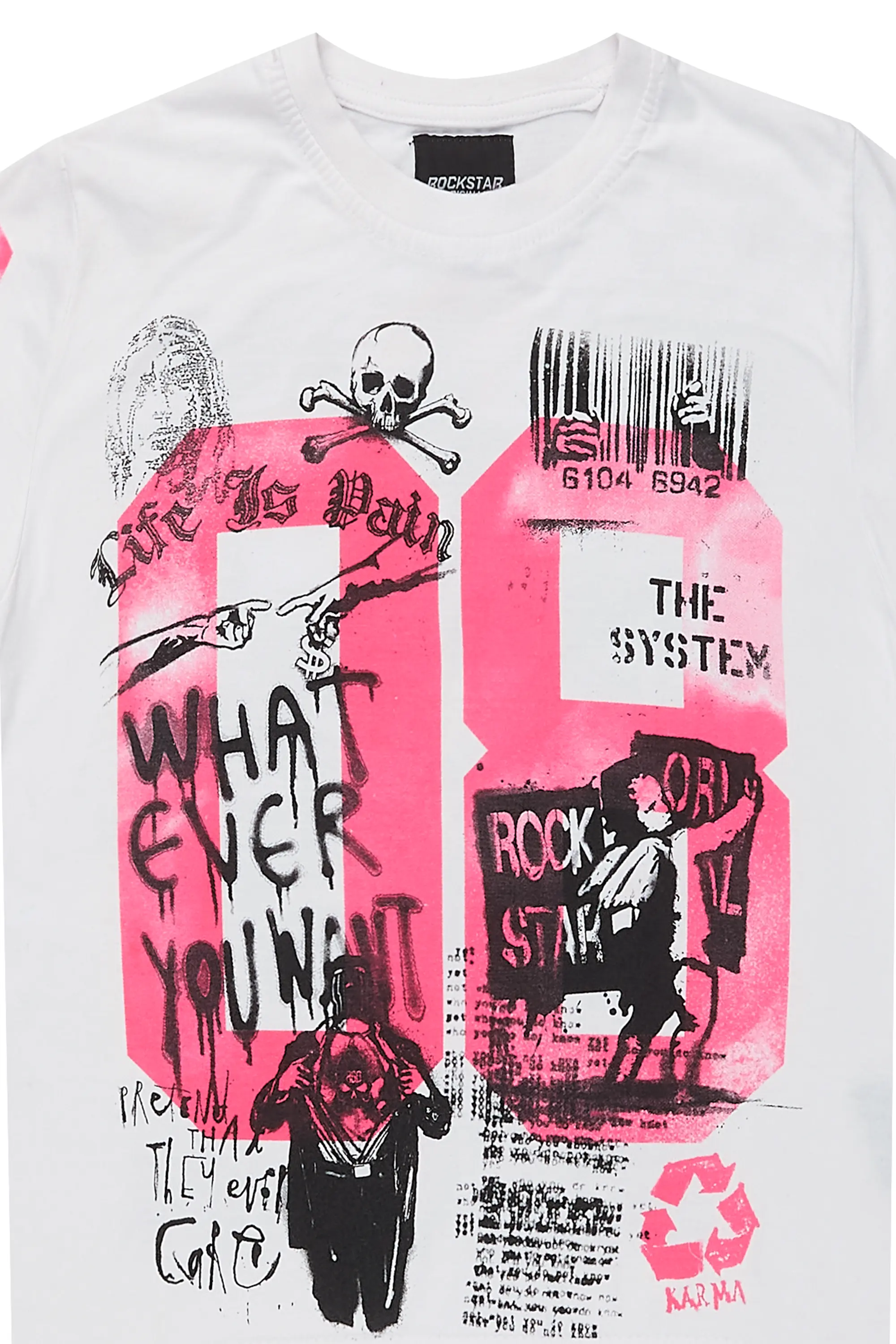 Girls Kammy White/Pink Graphic T-Shirt