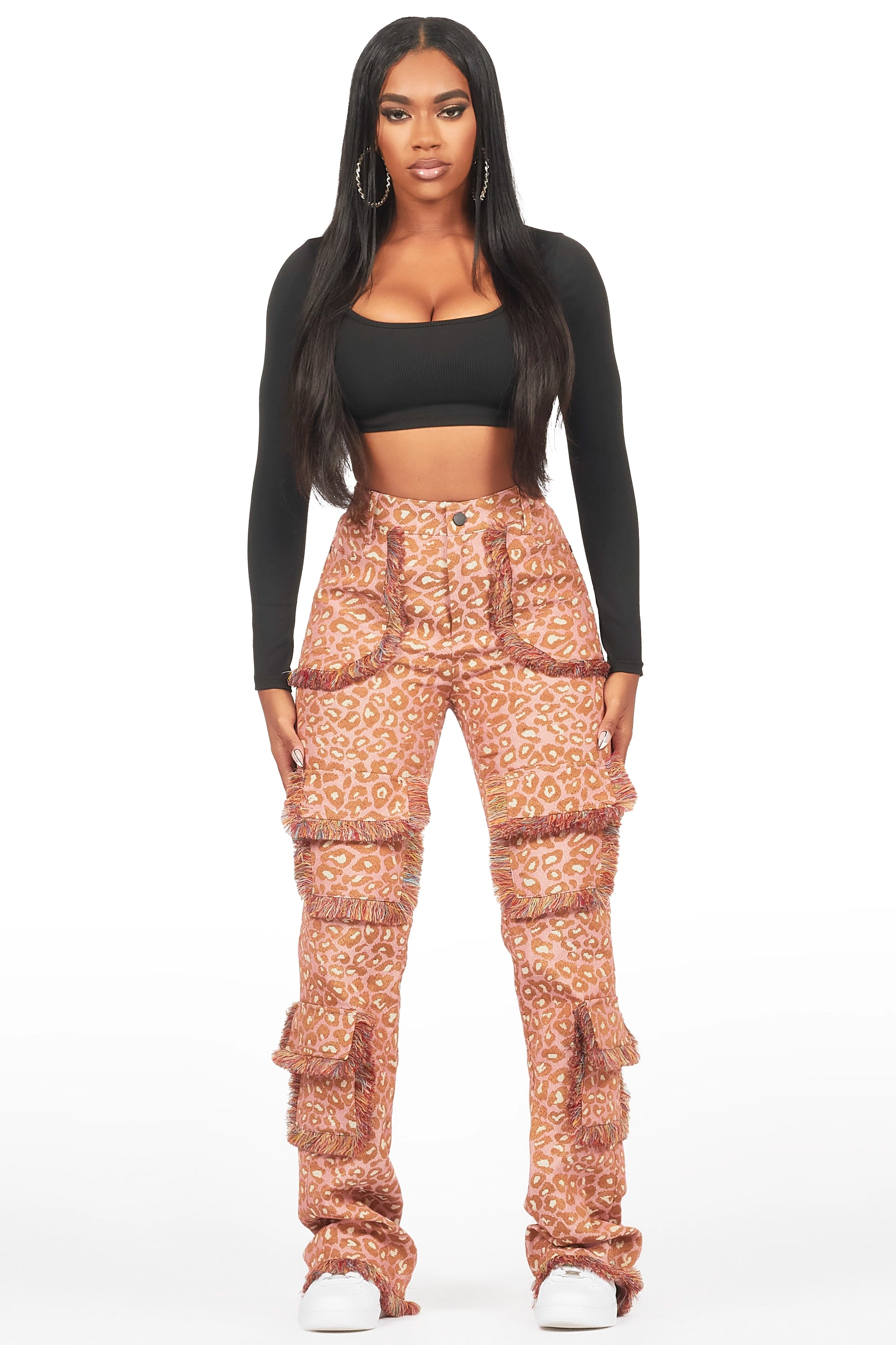 14191-jelissa-pink-cheetah-tapestry-stacked-pant-3.jpg Jelissa Pink Cheetah Tapestry Stacked Pant
