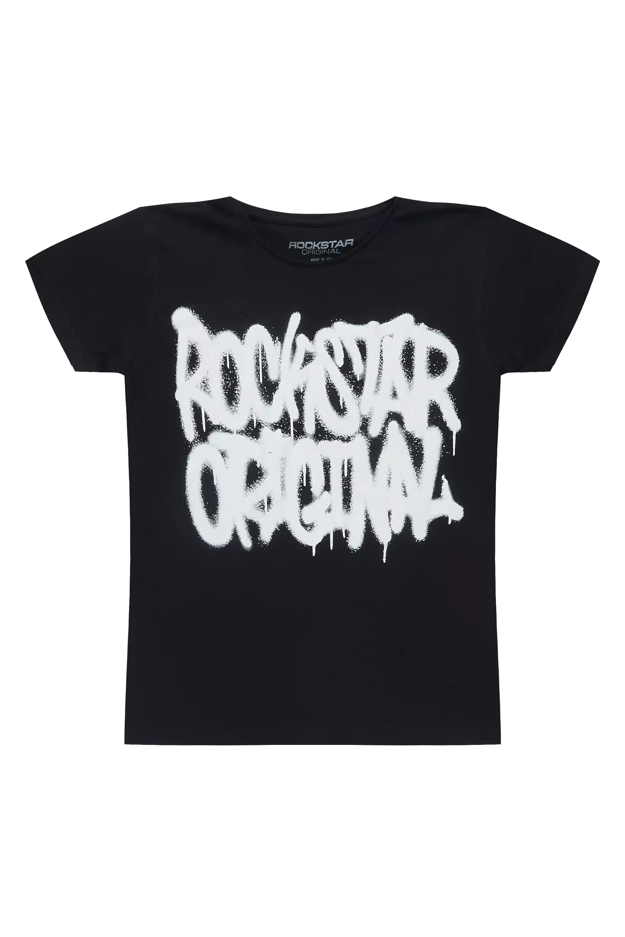 Girls Huffer Black Graphic T-Shirt