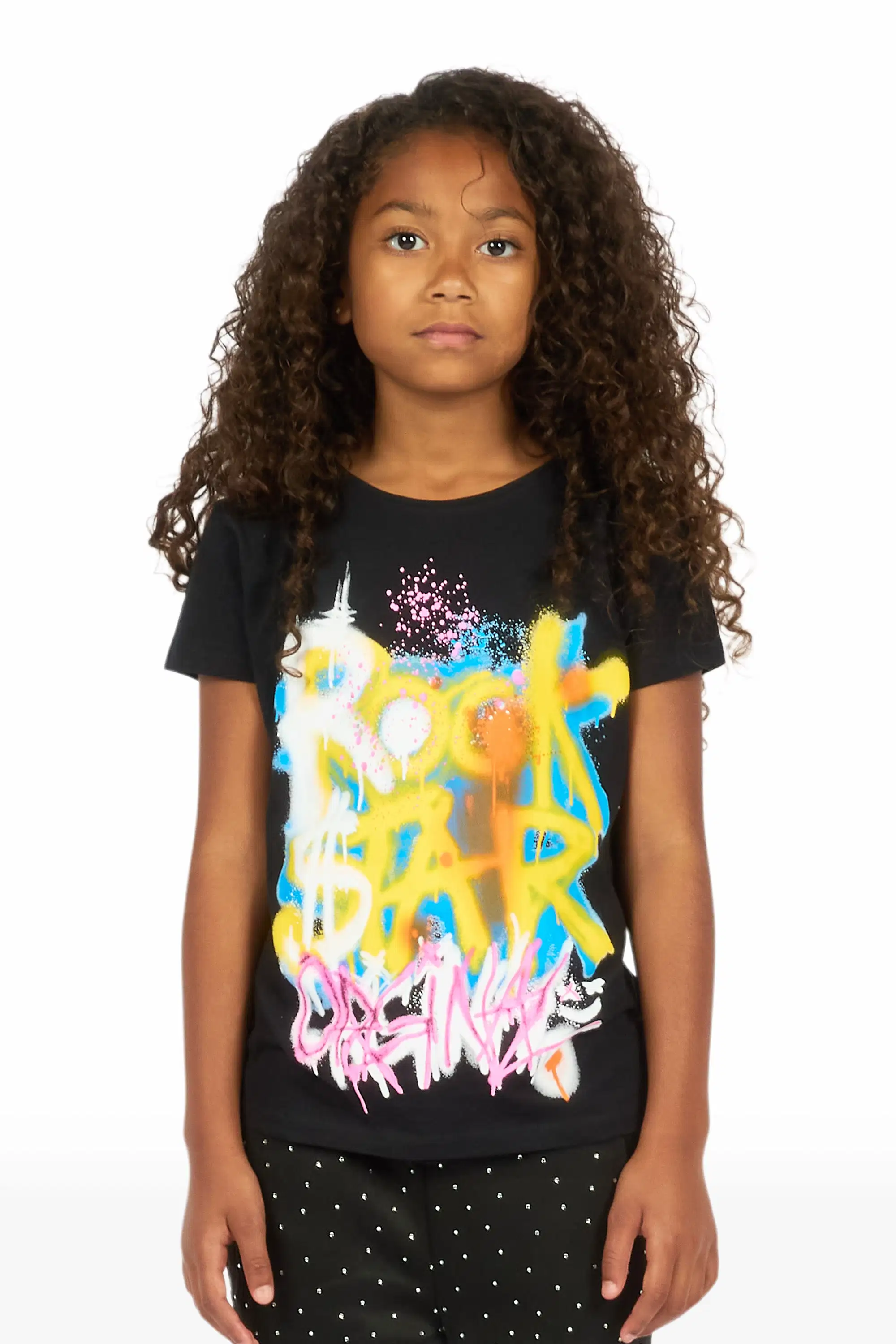 Girls Nocairs Black Graphic T-Shirt