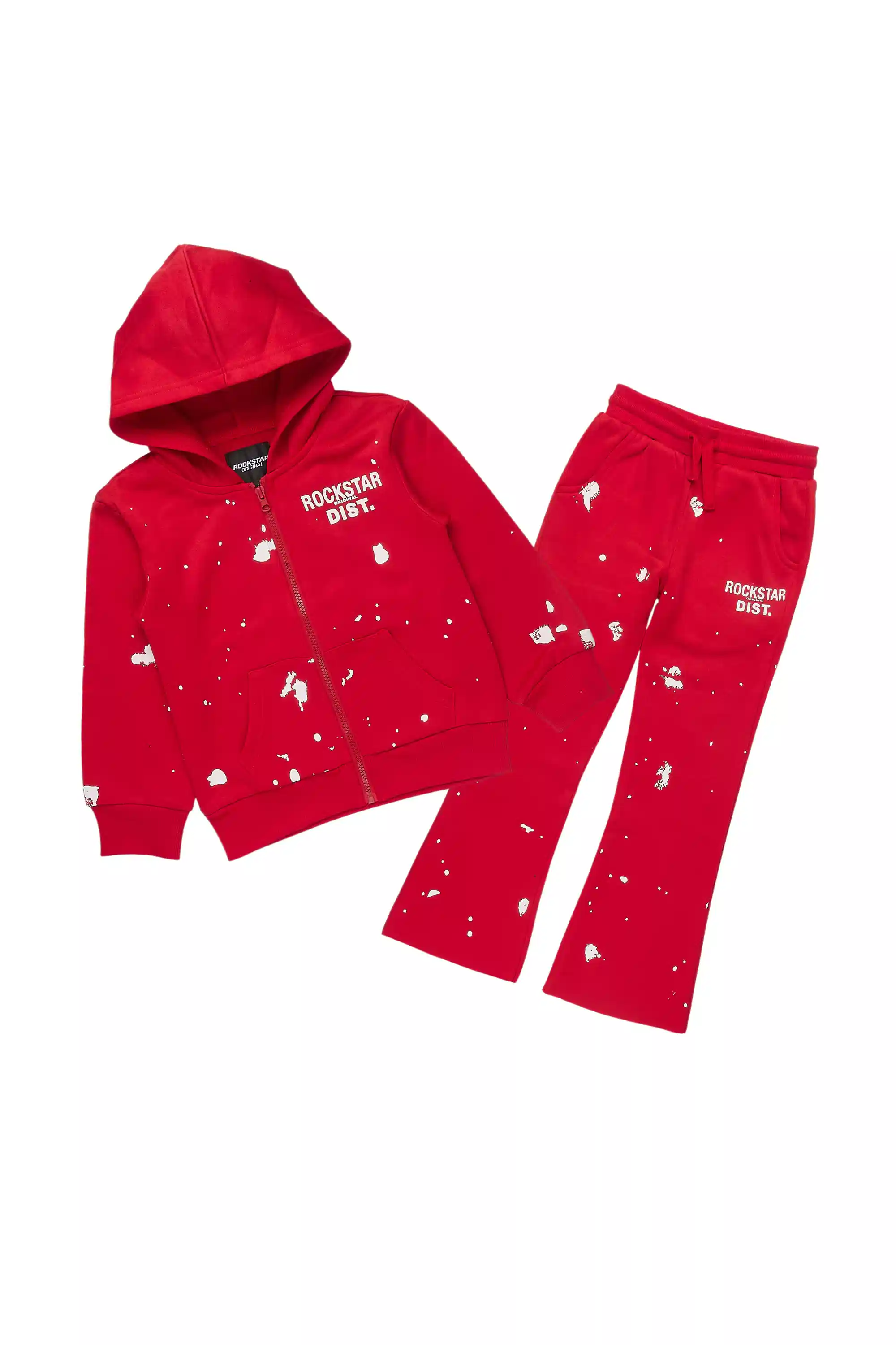 Girls Halloway Red Zip Up Stacked Flare Track Set