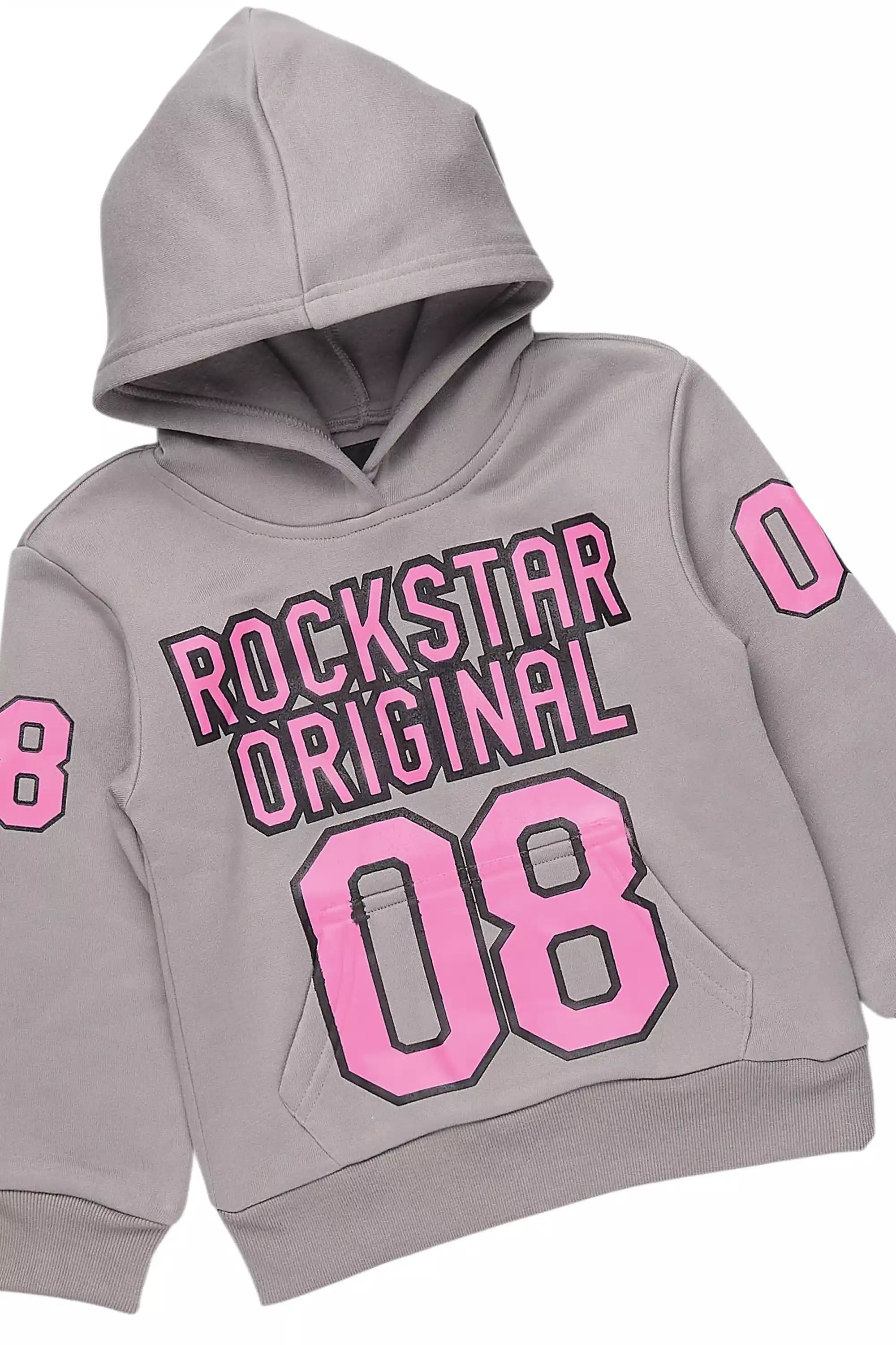 Girls Gaiea Grey/Pink Jersey Stacked Track Set