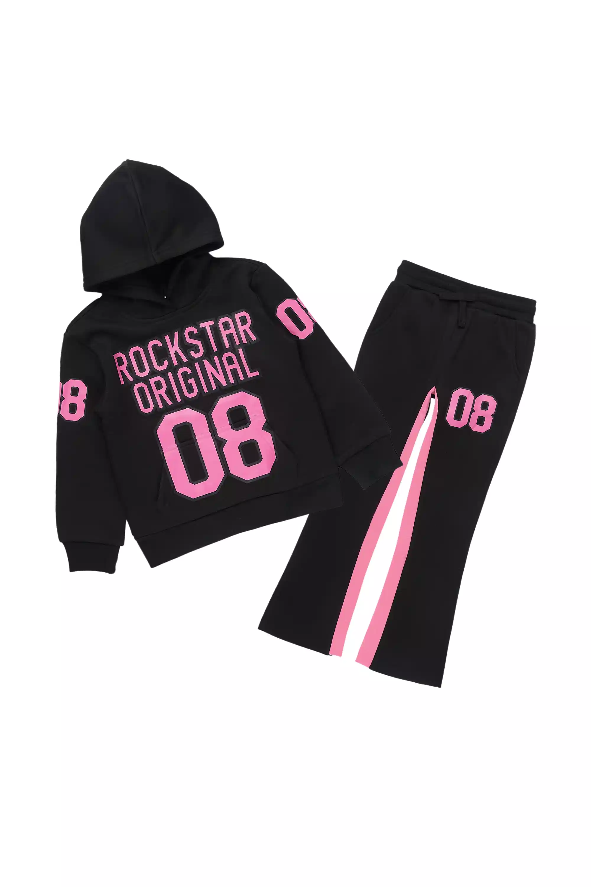 Girls Gaiea Black/Pink Jersey Stacked Track Set