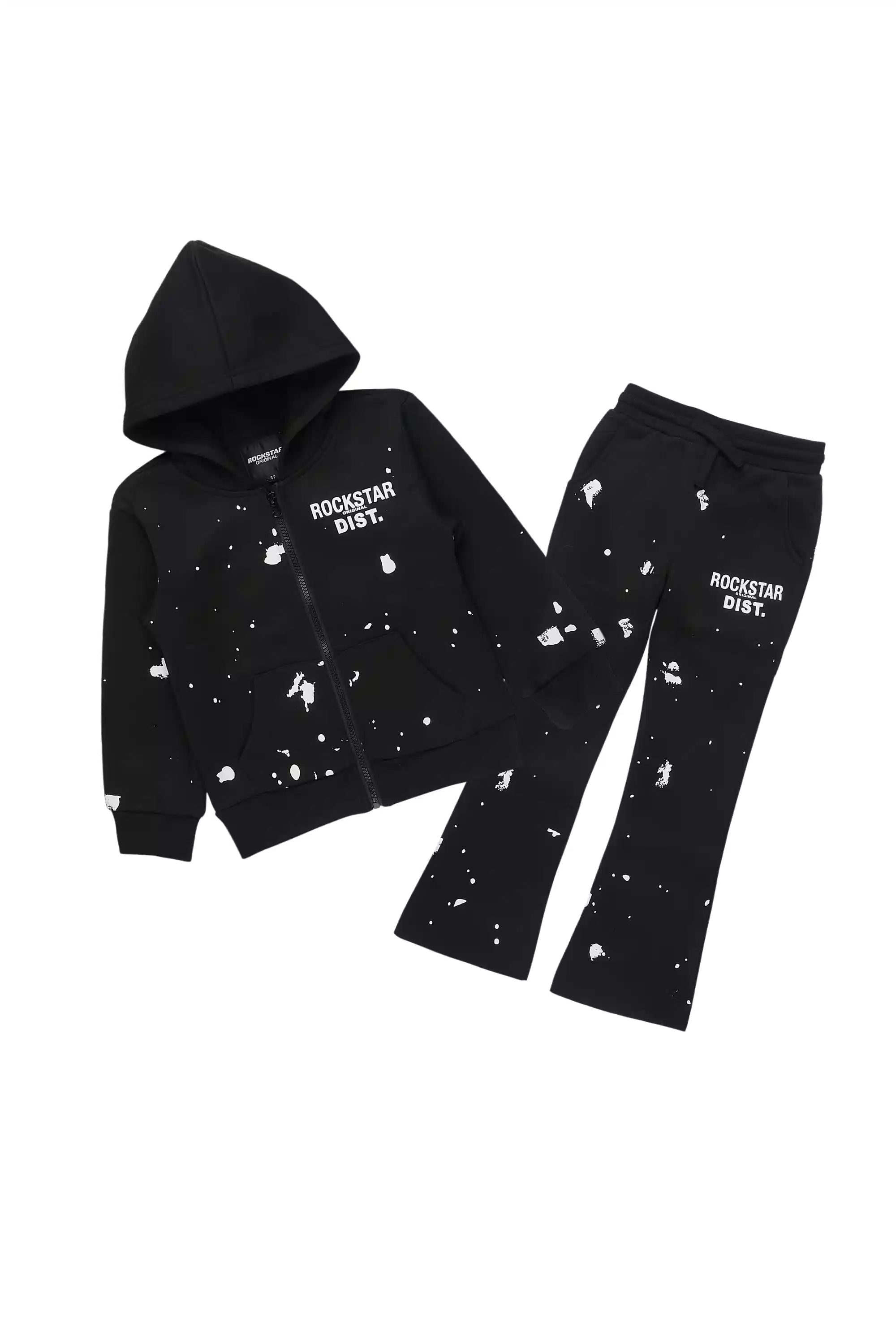 Girls Halloway Black Zip Up Stacked Flare Track Set