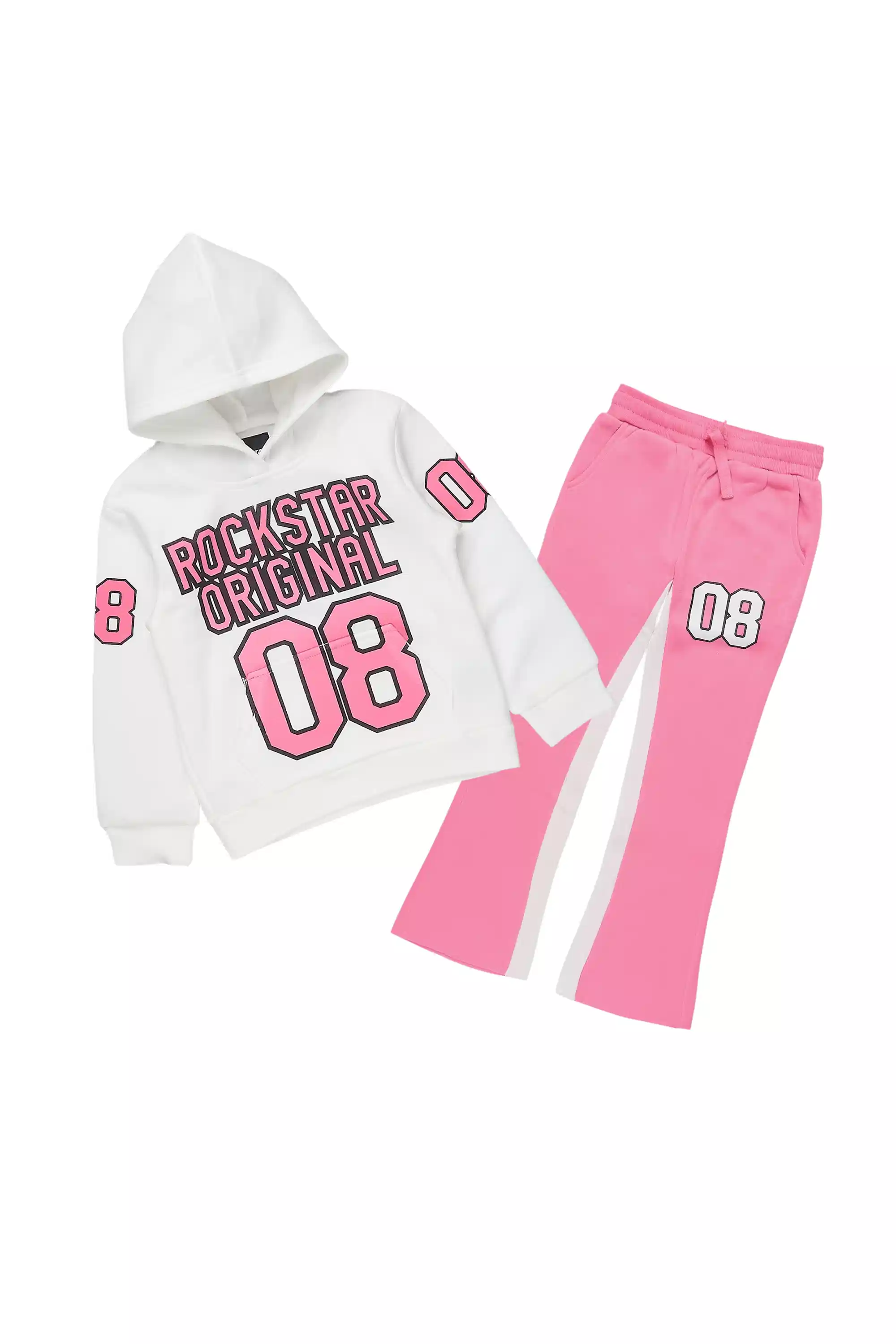 Girls Gaiea White/Pink Jersey Stacked Track Set