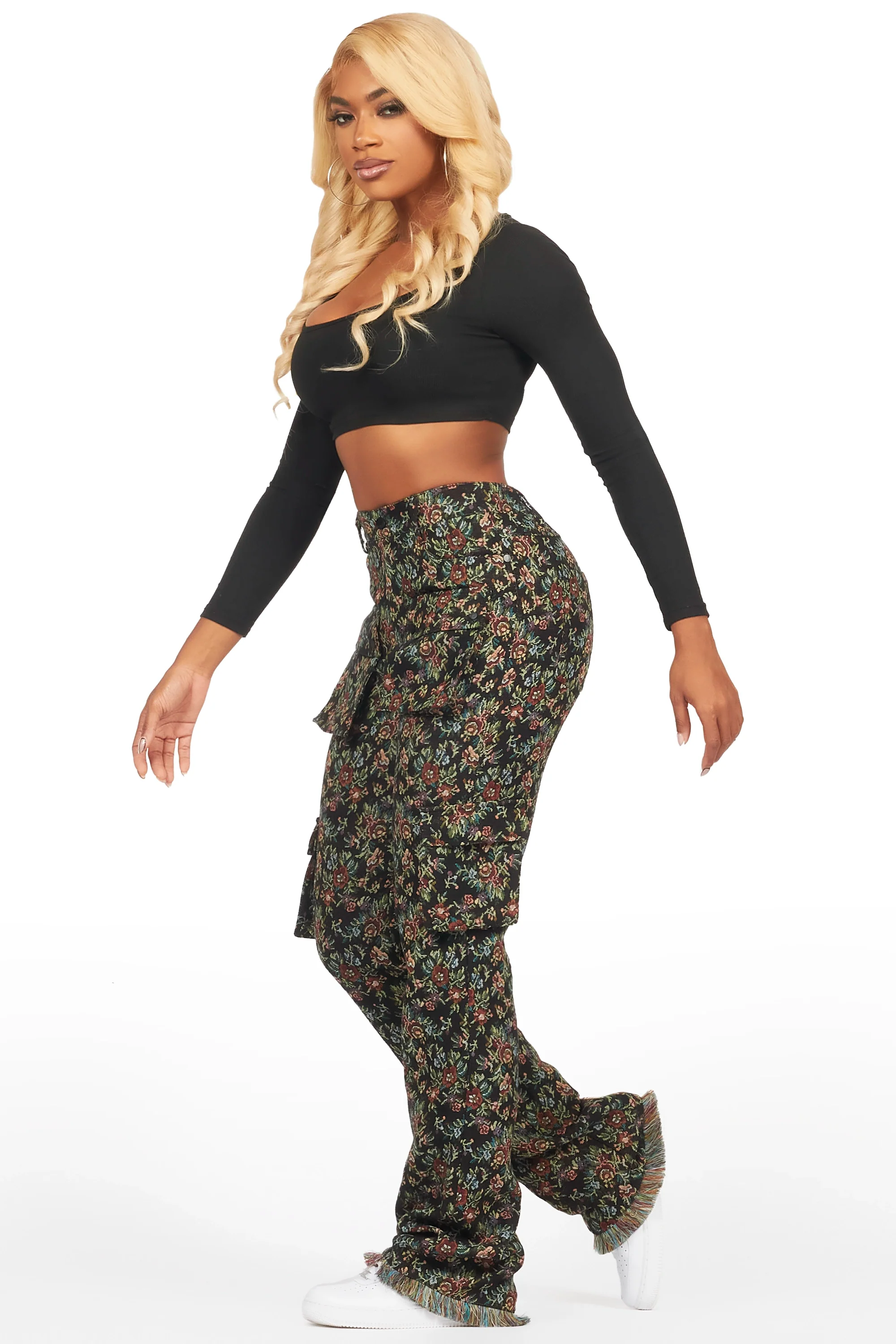 14873-niyah-black-floral-tapestry-stacked-pant-4.webp Niyah Black Floral Tapestry Stacked Pant