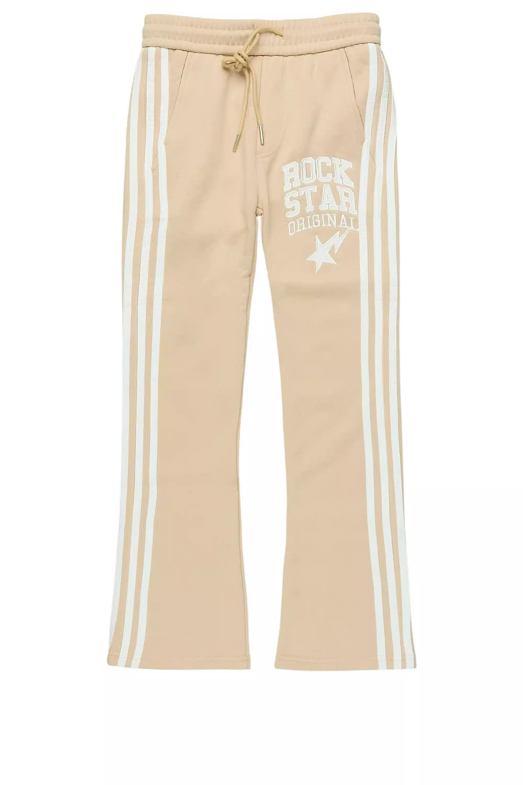 Boys Gerrit Beige Stacked Baggy Track Pant