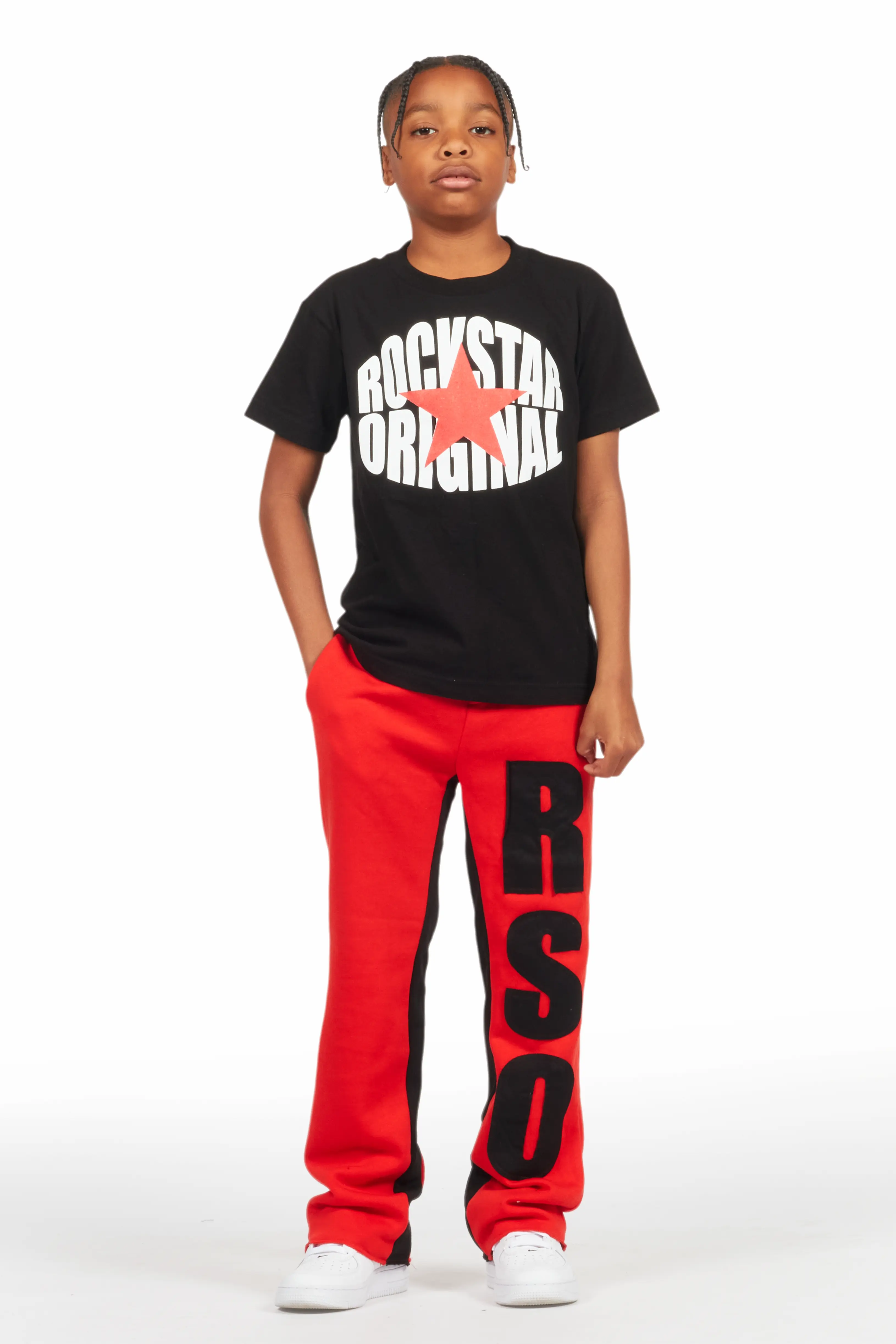 15439-boys-uko-red-stacked-baggy-flare-pant-3.webp Boys Uko Red Stacked Baggy Flare Pant