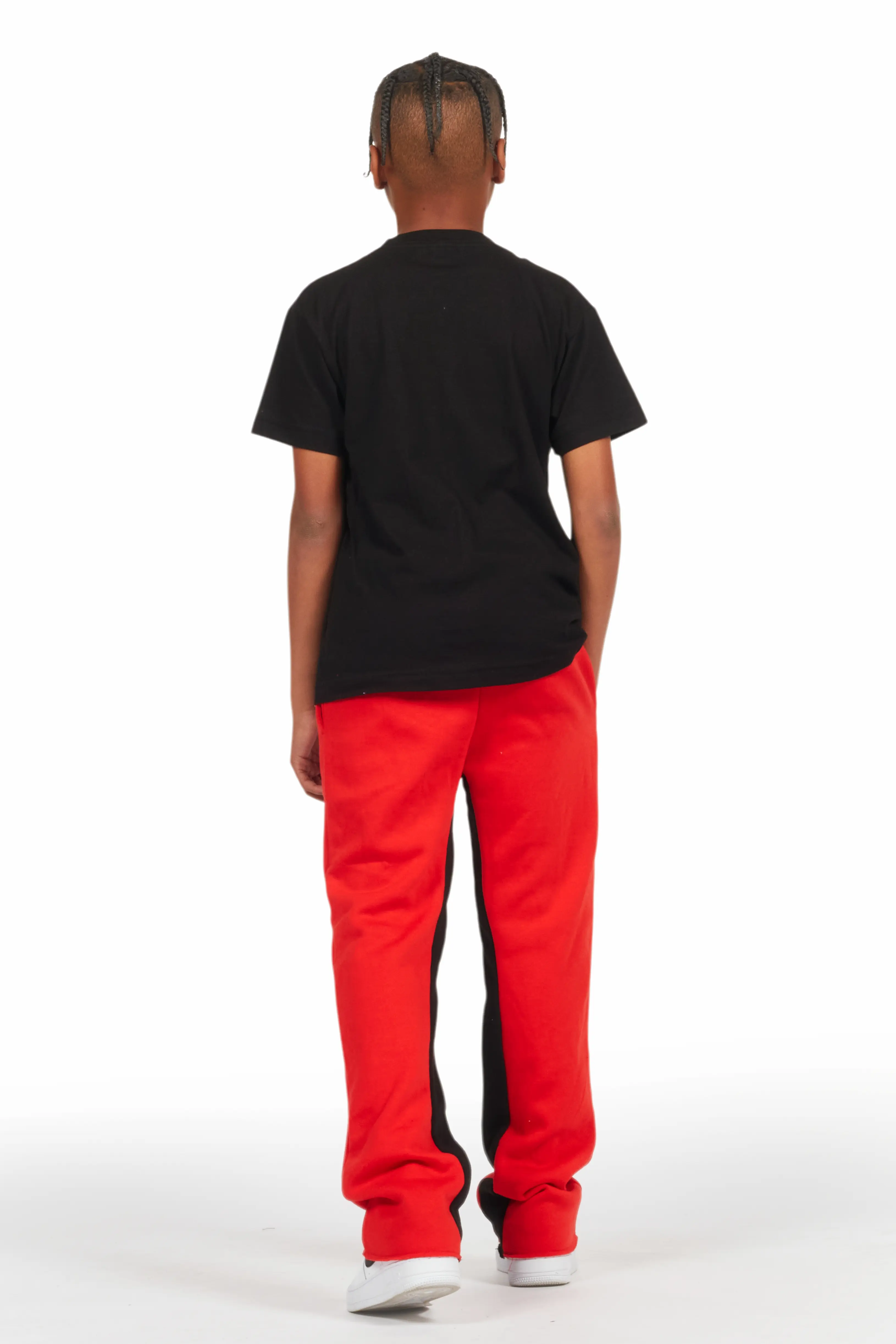 15439-boys-uko-red-stacked-baggy-flare-pant-5.webp Boys Uko Red Stacked Baggy Flare Pant