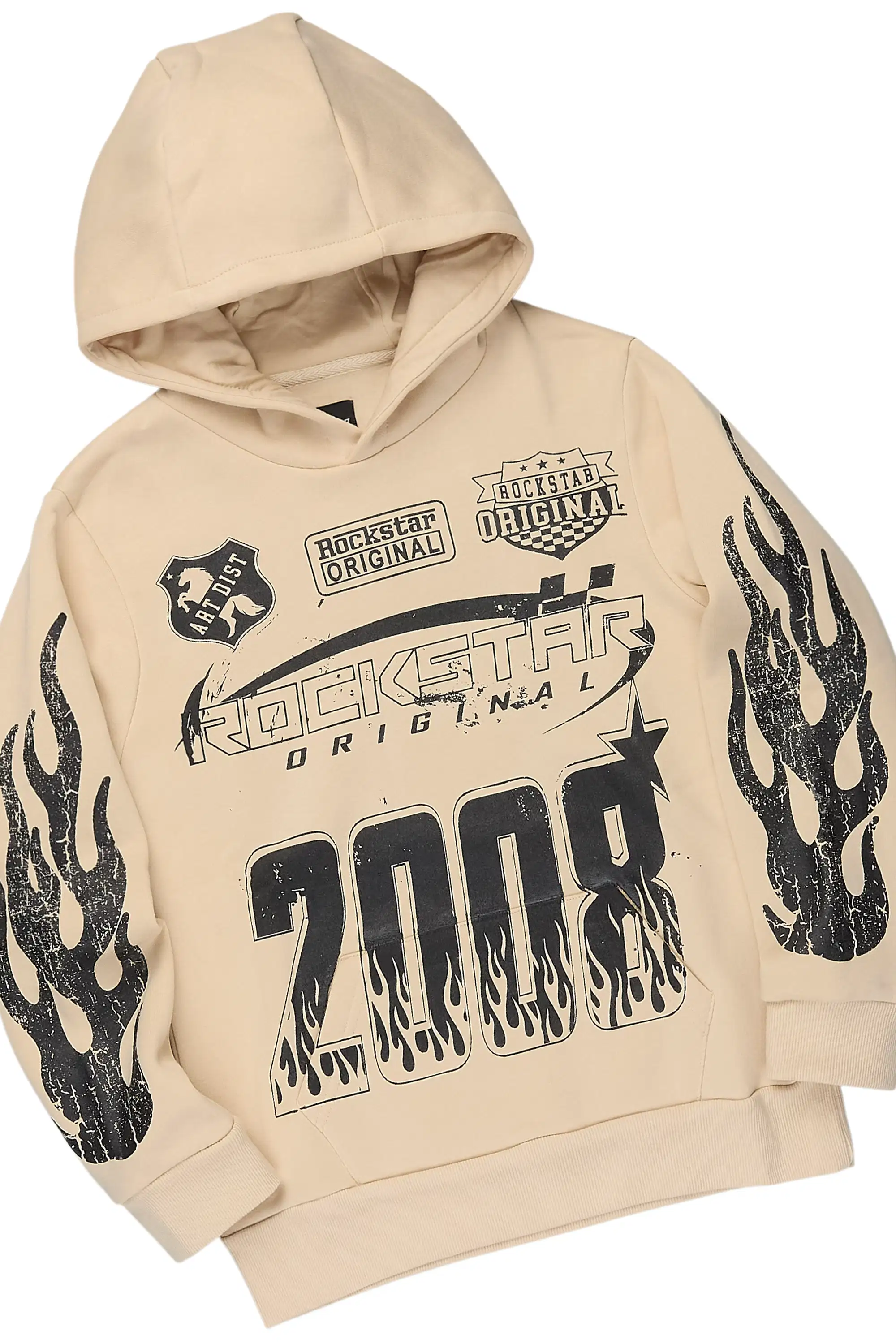 Boys Amos Beige Hoodie/Stacked Jean Set