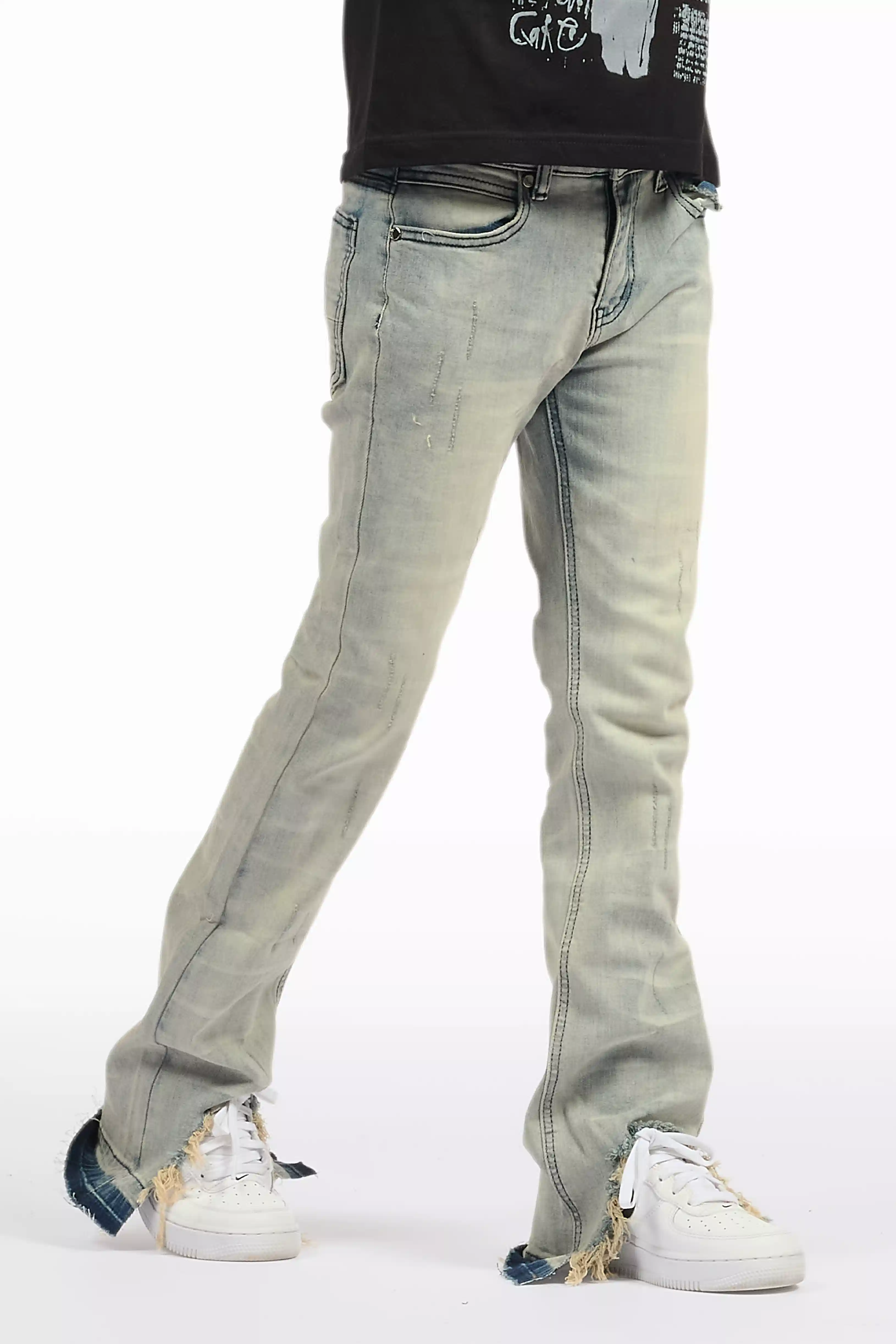Boys Lakyn Light Wash Slim Stacked Flare Jean