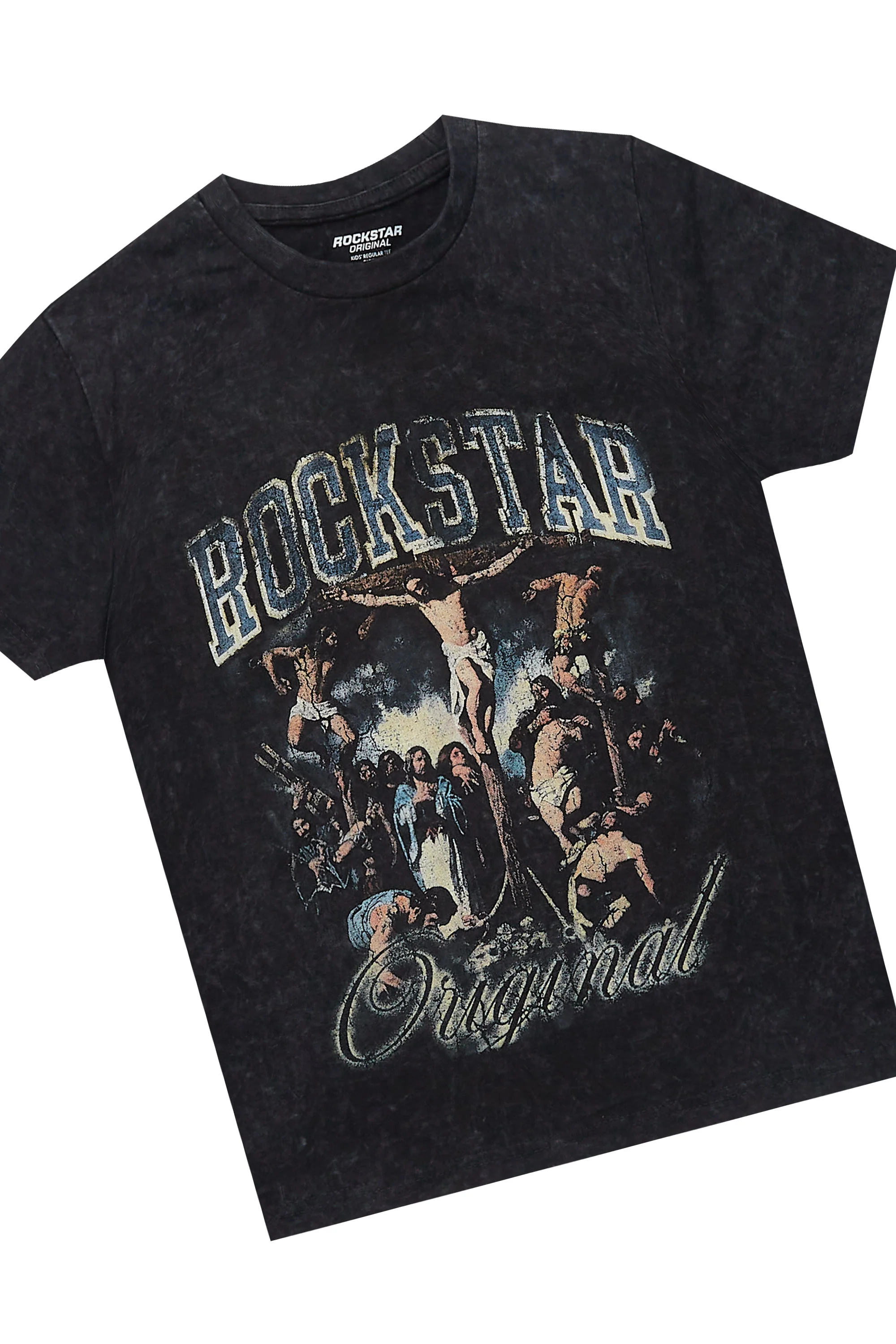 Boys Waller Black/Beige T-Shirt/Stacked Flare Jean Set