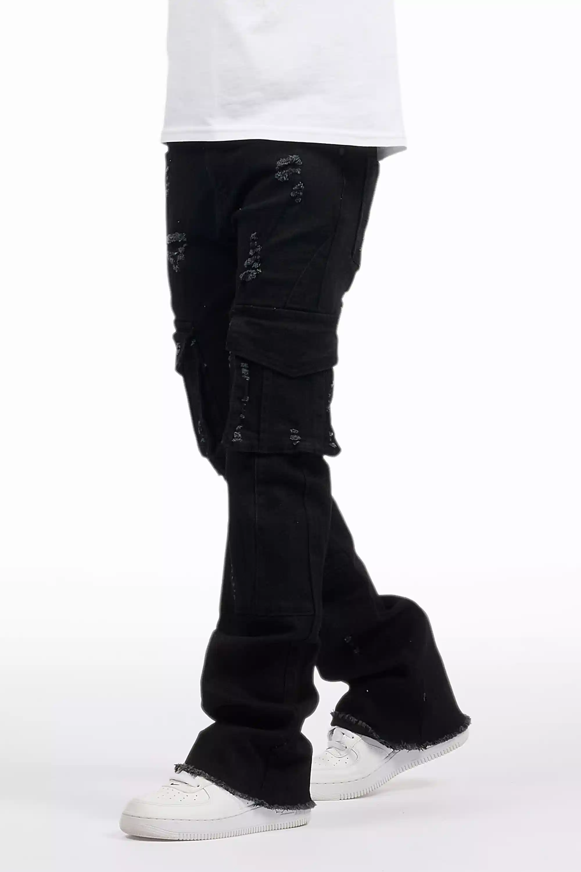 Boys Adalee Black Stacked Flare Jean
