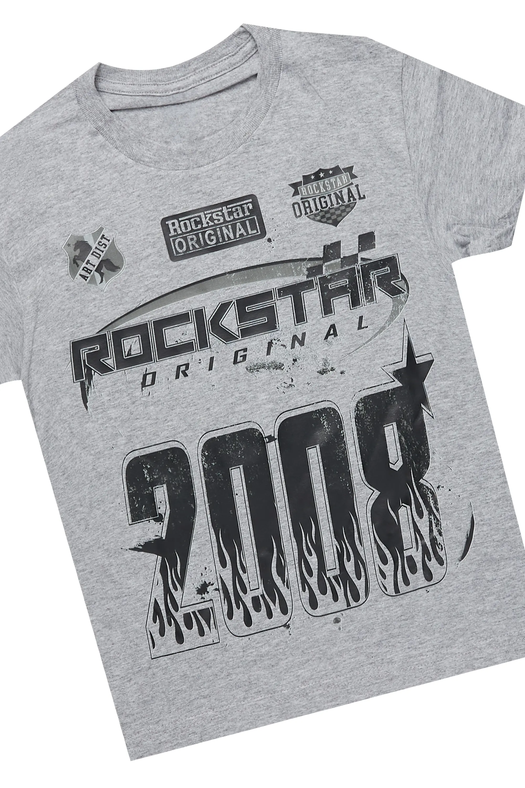 Boys Amos Heather Grey T-Shirt/Stacked Flare Jean Set
