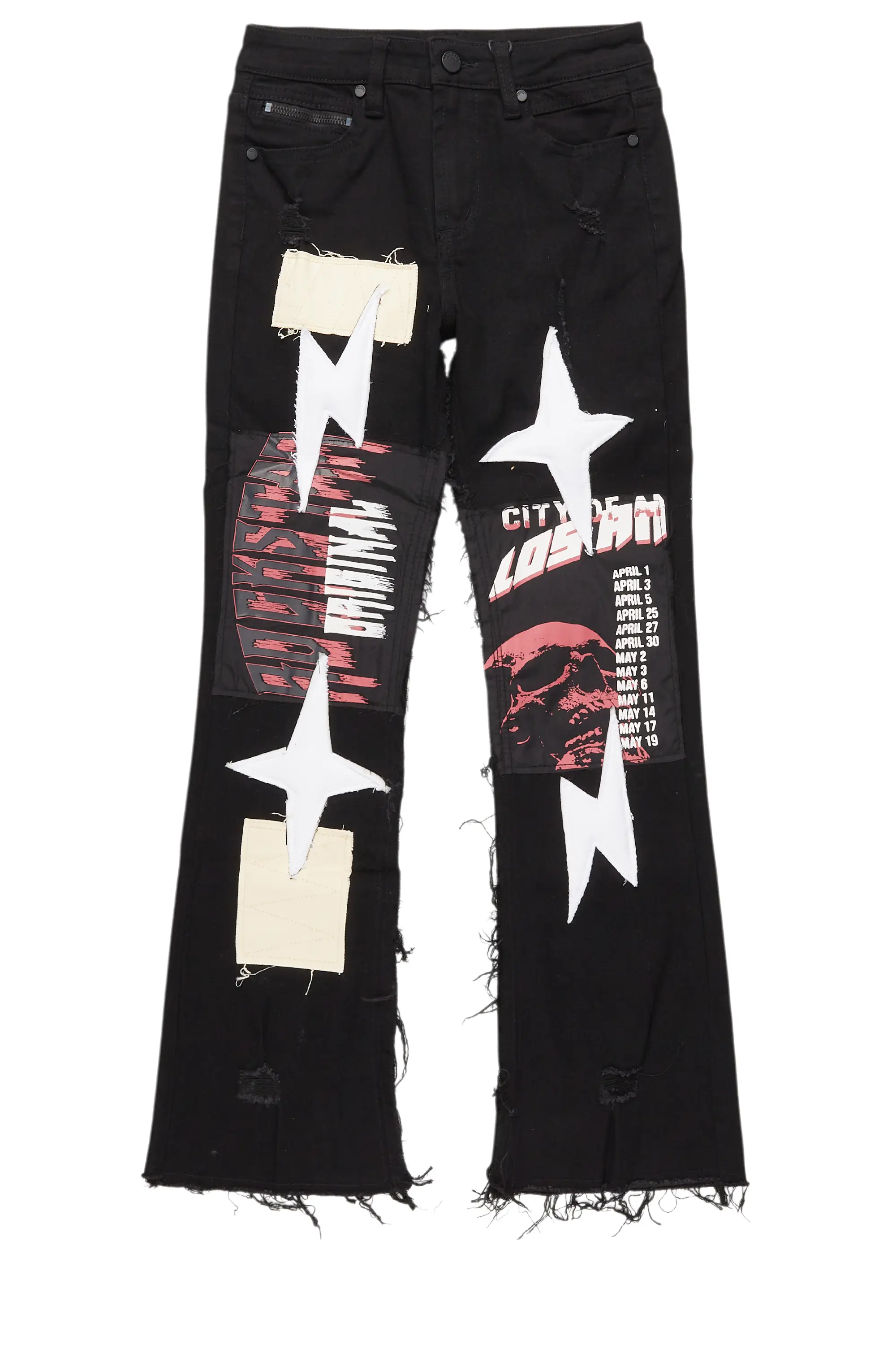 Boys Vinson Black Patchwork Stacked flare Jean