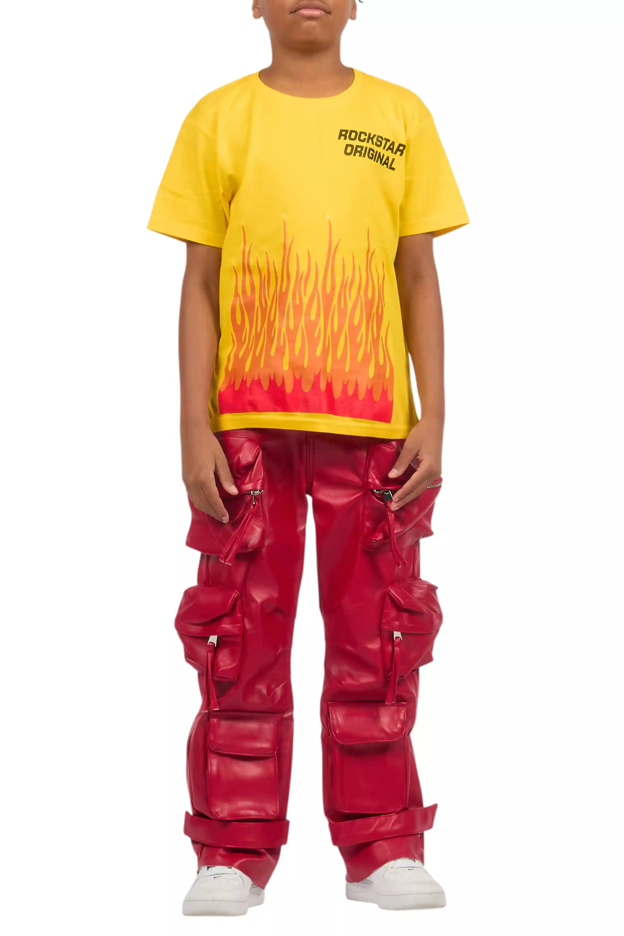 16809-boys-lenz-red-pu-cargo-leather-baggy-fit-jean-10.webp Boys Lenz Red PU Cargo Leather Baggy Fit Jean
