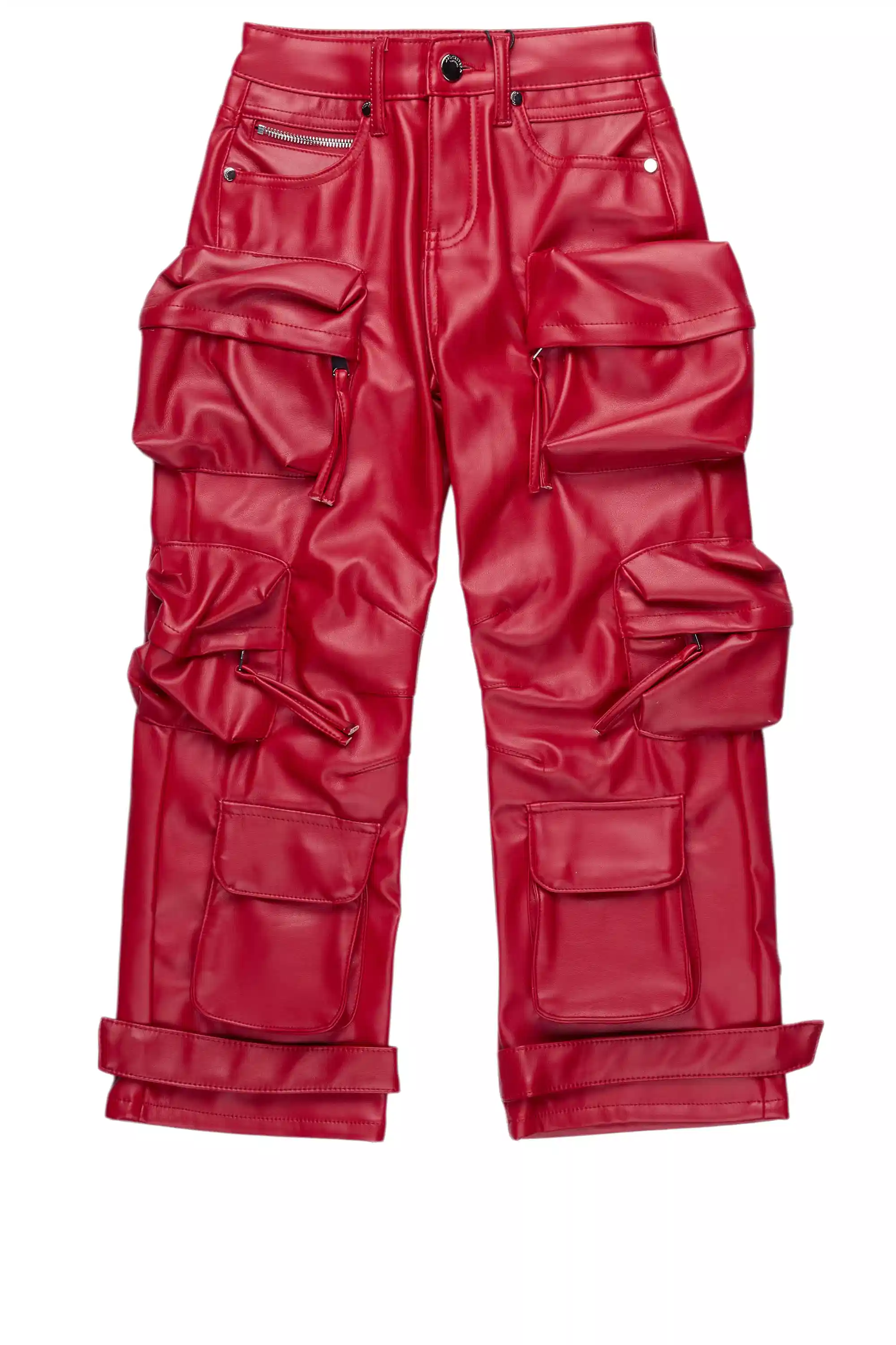 16809-boys-lenz-red-pu-cargo-leather-baggy-fit-jean-2.webp Boys Lenz Red PU Cargo Leather Baggy Fit Jean