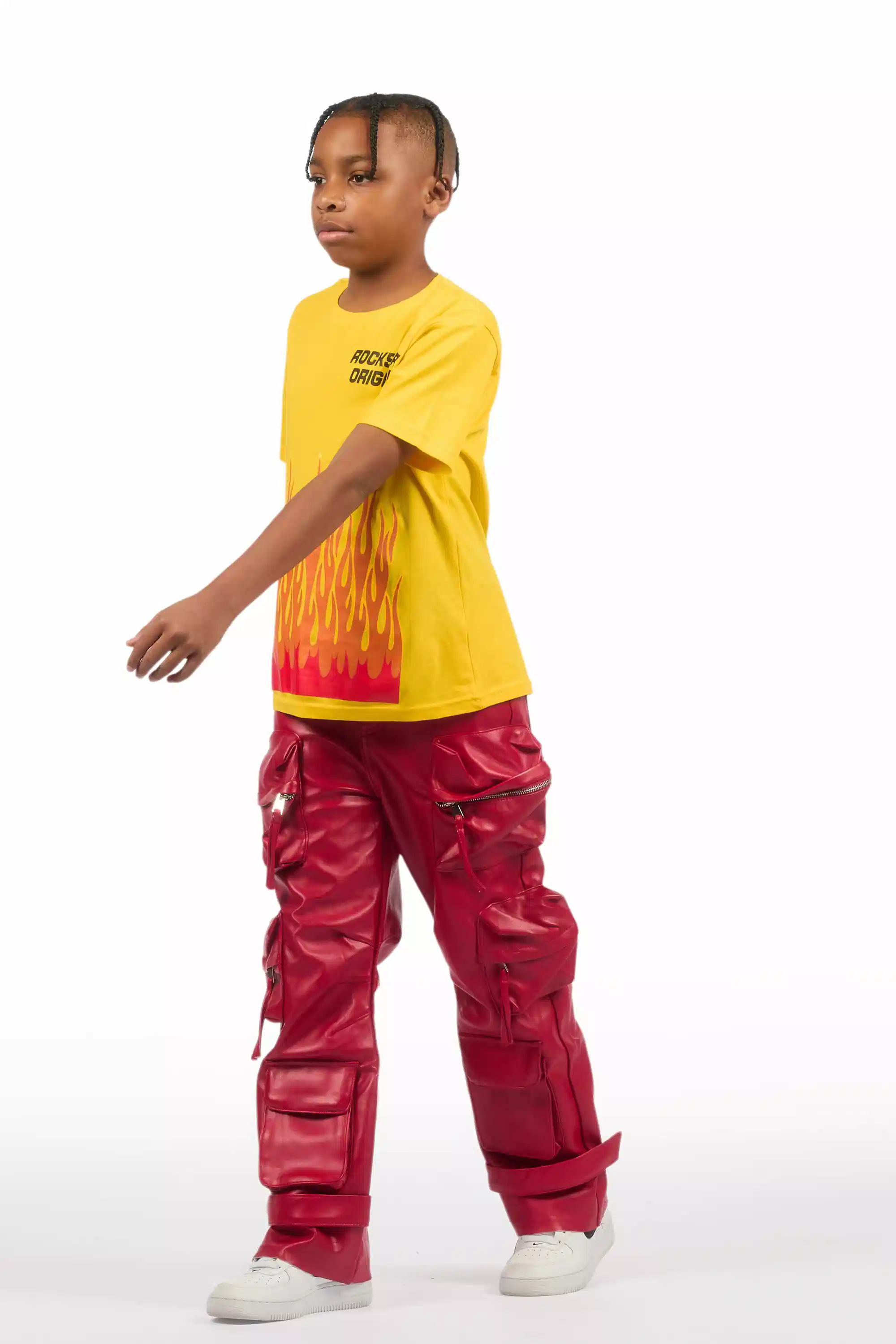 16809-boys-lenz-red-pu-cargo-leather-baggy-fit-jean-6.webp Boys Lenz Red PU Cargo Leather Baggy Fit Jean