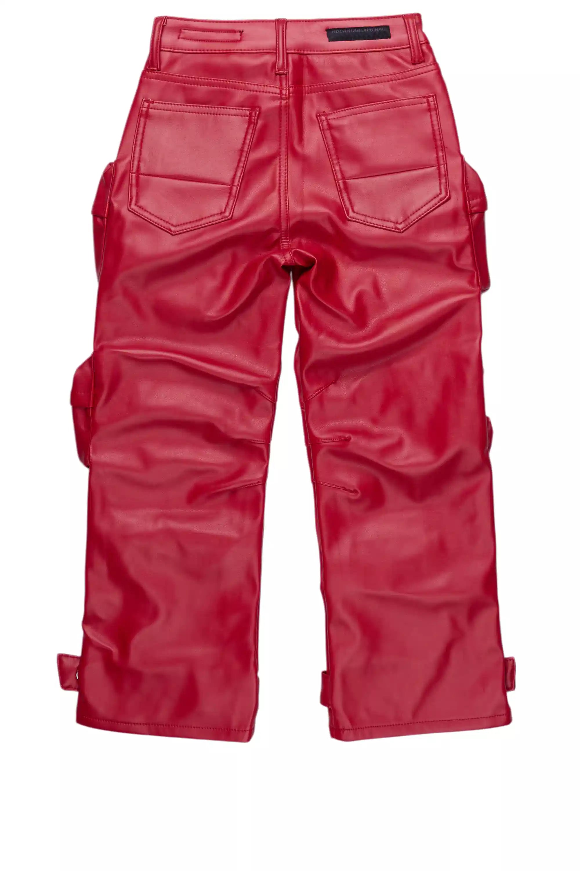 16809-boys-lenz-red-pu-cargo-leather-baggy-fit-jean-9.jpg Boys Lenz Red PU Cargo Leather Baggy Fit Jean