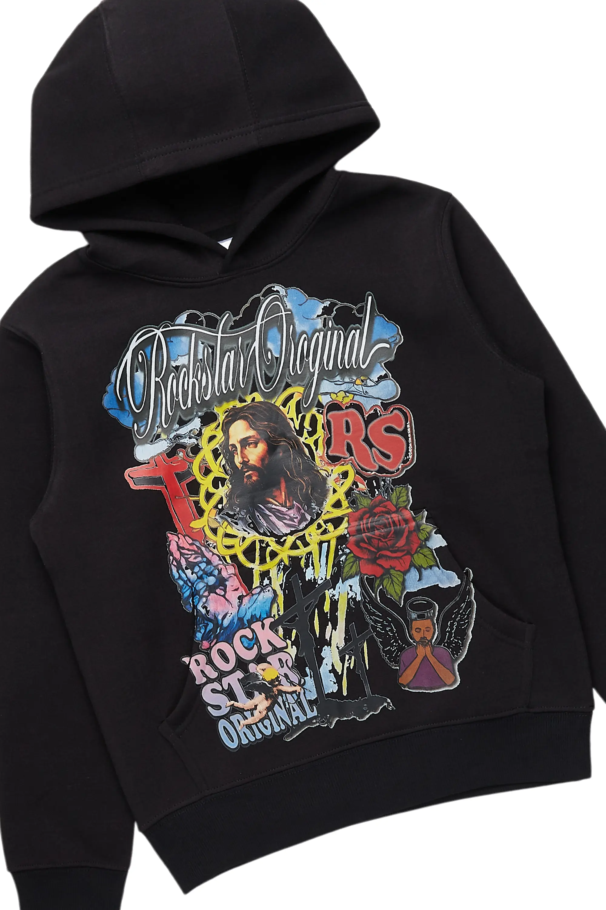 Boys Tadashi Black Hoodie/Stacked Flare Jean Set