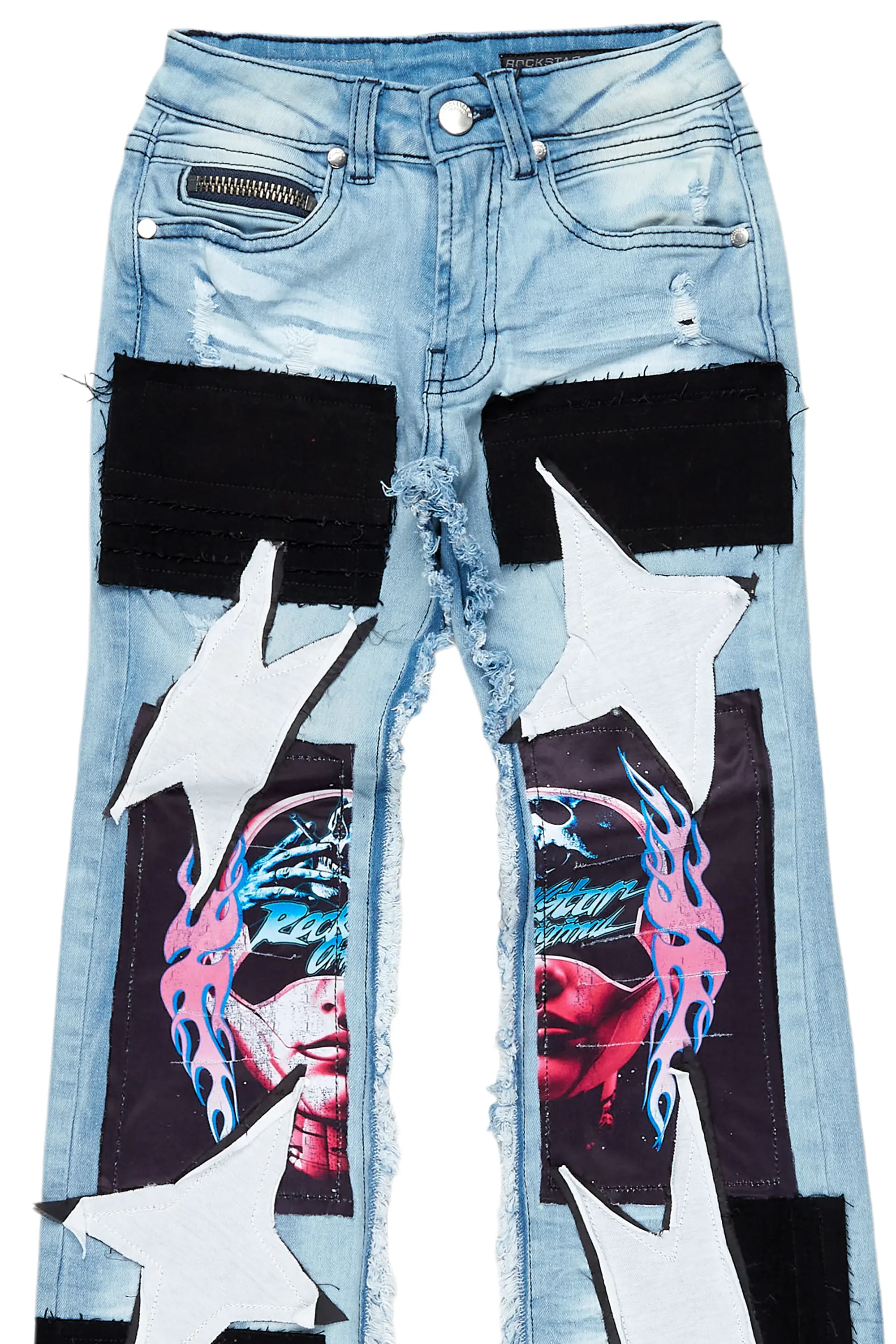 17085-boys-helios-blue-patchwork-stacked-flare-jean-2.png Boys Helios Blue Patchwork Stacked Flare Jean